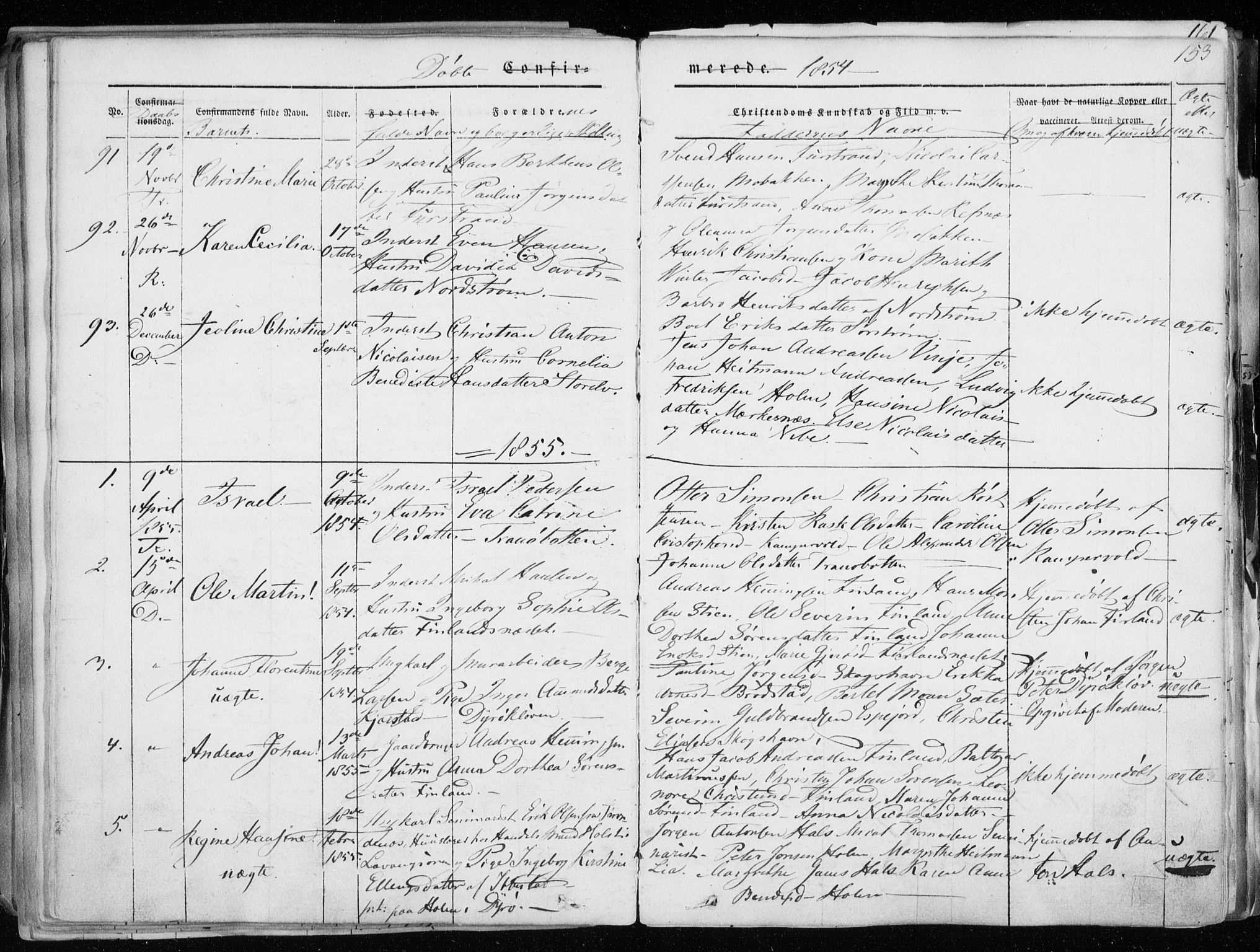 Tranøy sokneprestkontor, AV/SATØ-S-1313/I/Ia/Iaa/L0006kirke: Parish register (official) no. 6, 1844-1855, p. 153