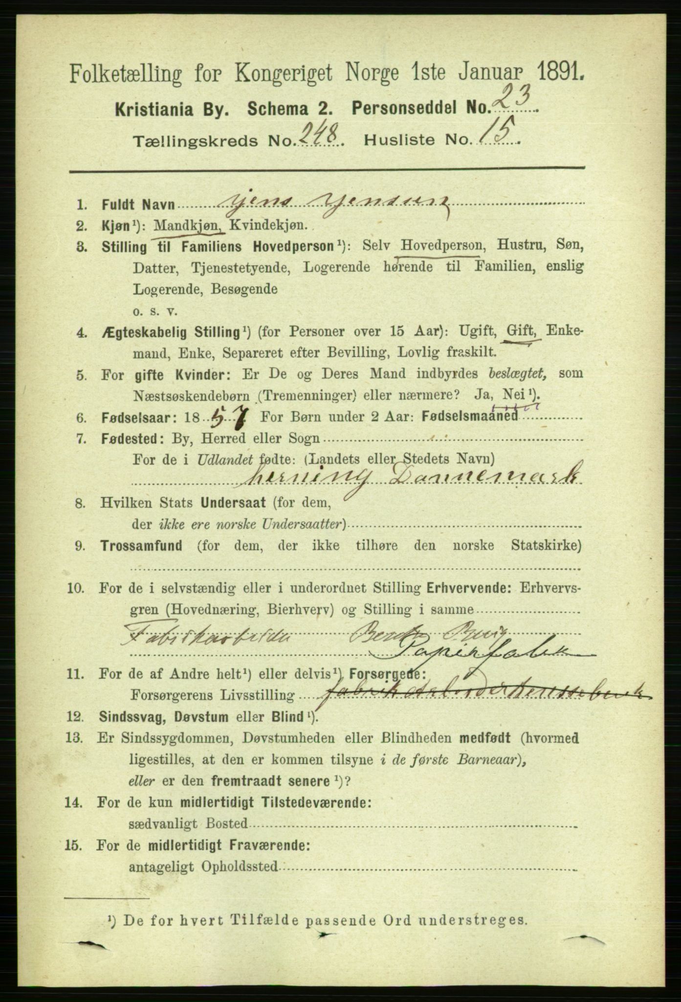 RA, 1891 census for 0301 Kristiania, 1891, p. 151741