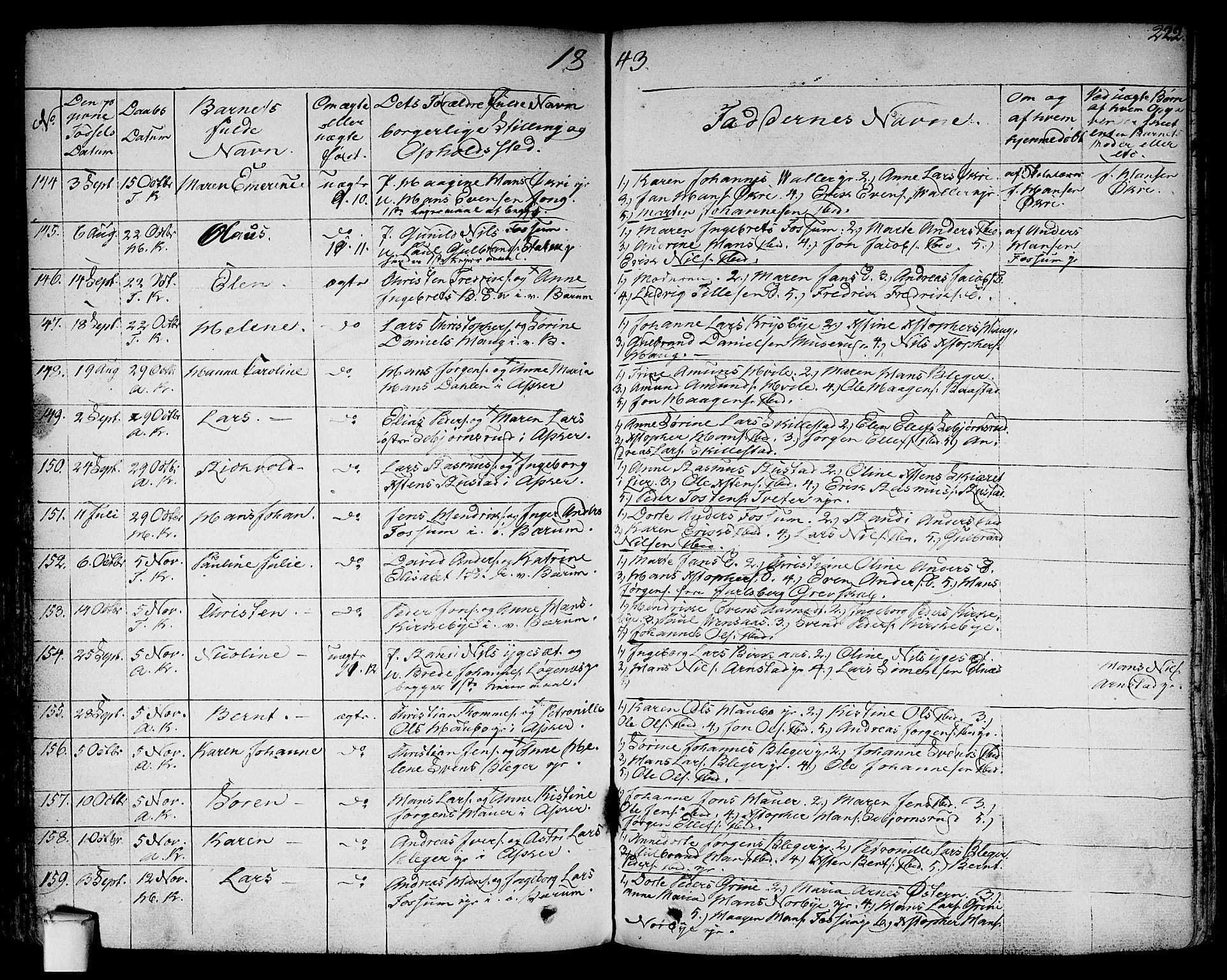 Asker prestekontor Kirkebøker, AV/SAO-A-10256a/F/Fa/L0007: Parish register (official) no. I 7, 1825-1864, p. 222