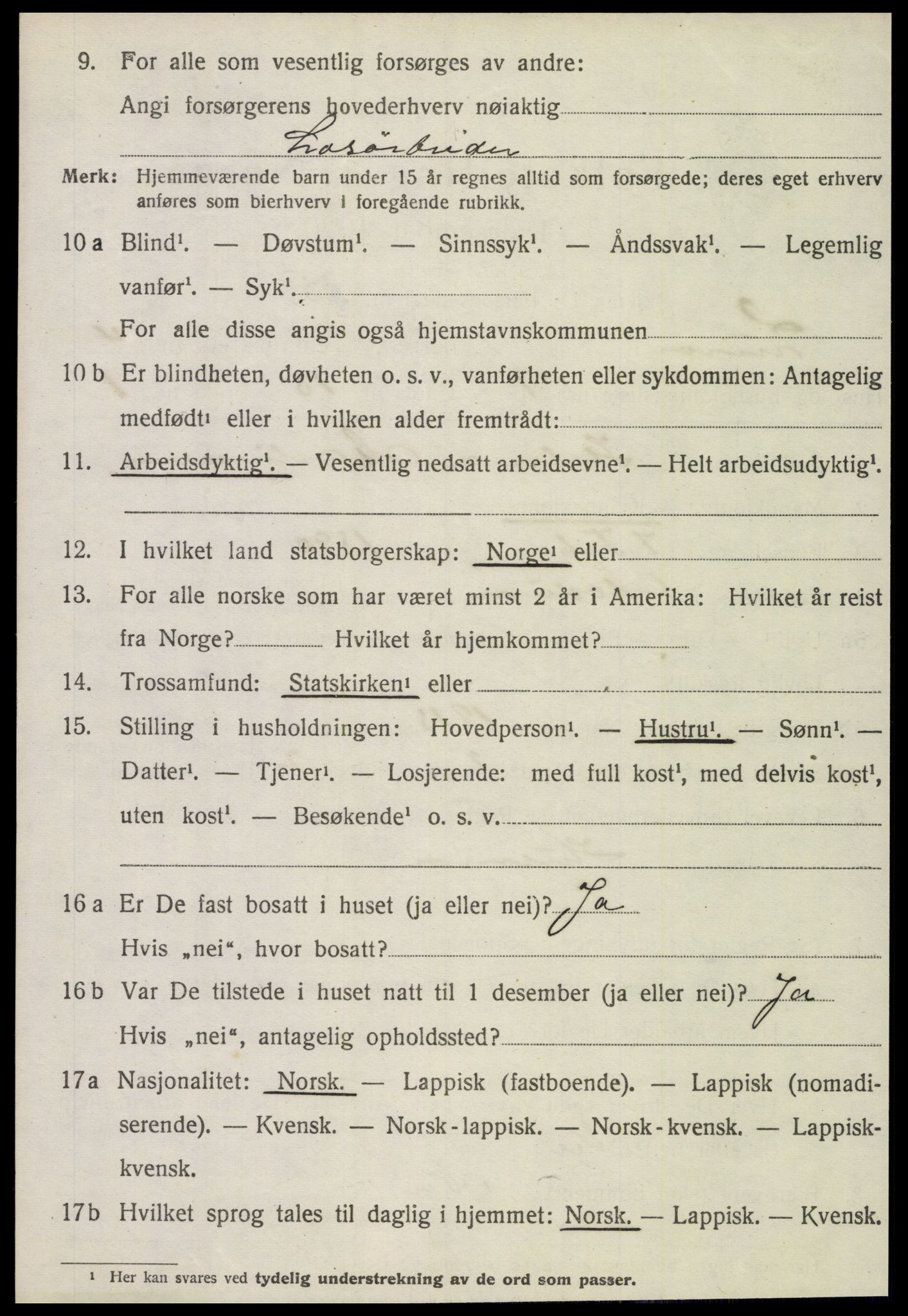 SAT, 1920 census for Lurøy, 1920, p. 2046