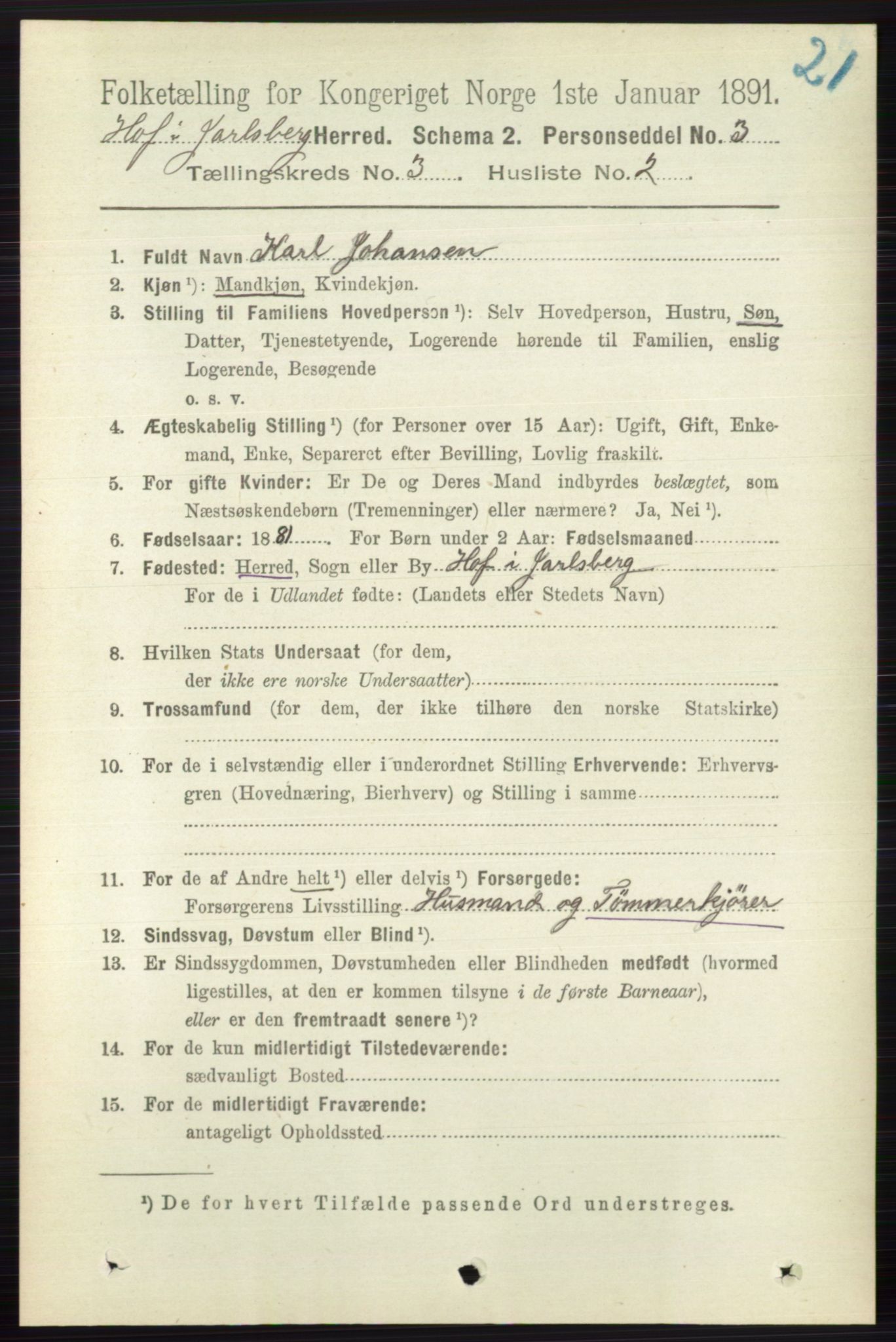 RA, 1891 census for 0714 Hof, 1891, p. 893