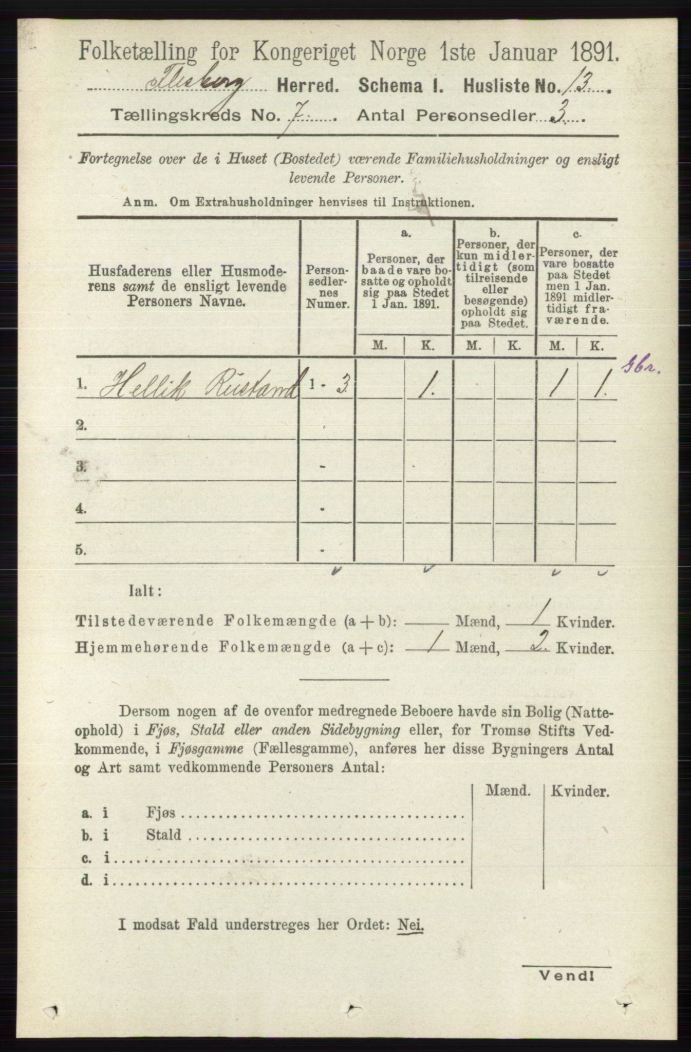RA, 1891 census for 0631 Flesberg, 1891, p. 1147