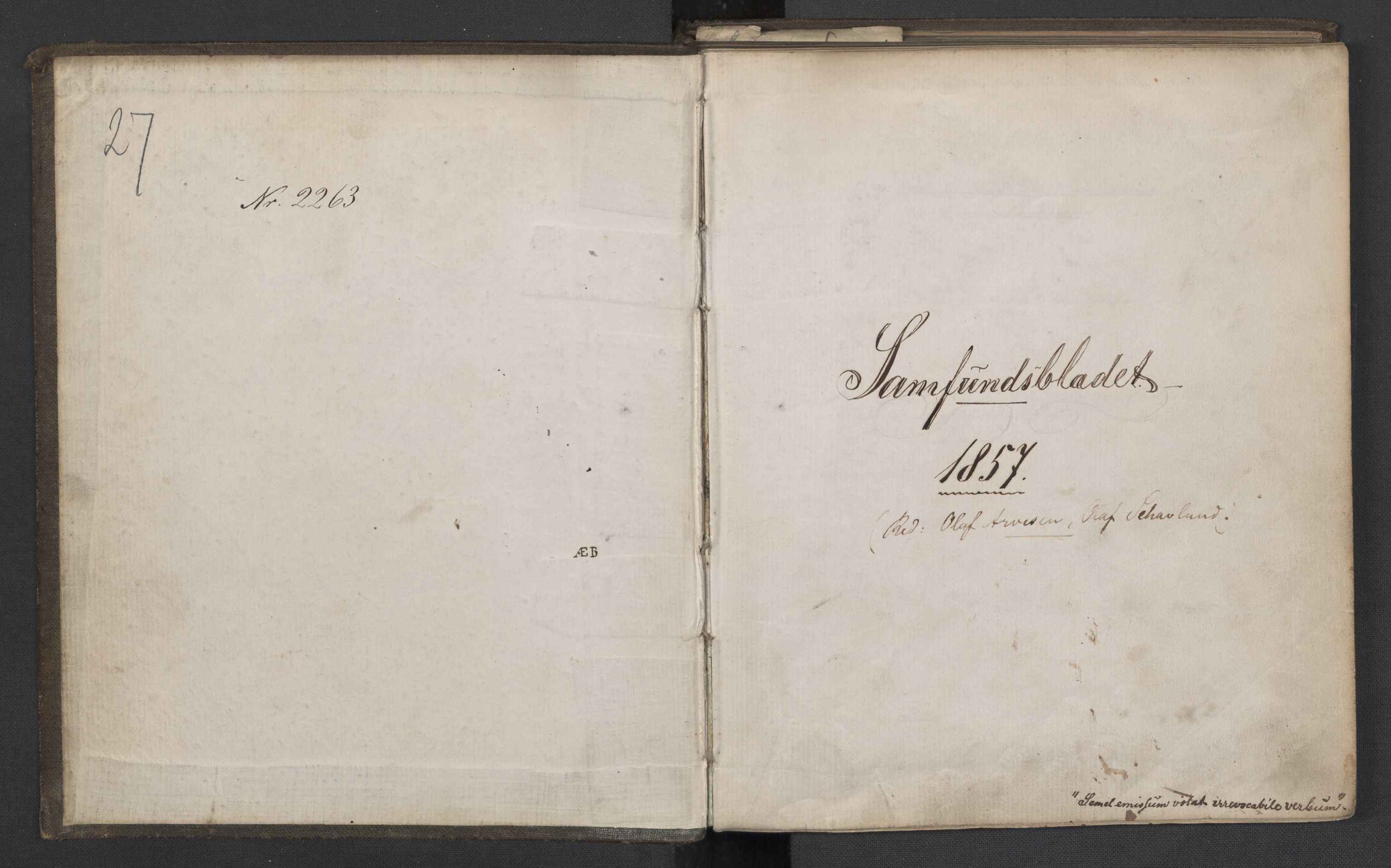Det Norske Studentersamfund, AV/RA-PA-1322/X/Xa/L0006/0002: -- / Samfundsbladet, 1857, p. 2