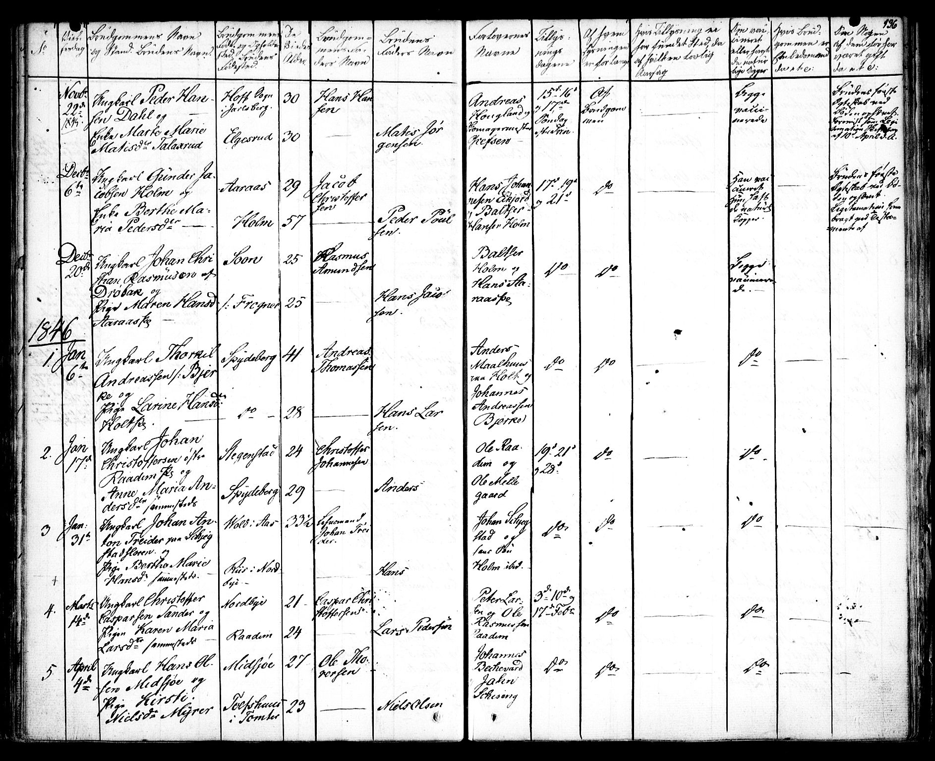 Kråkstad prestekontor Kirkebøker, SAO/A-10125a/F/Fa/L0005: Parish register (official) no. I 5, 1837-1847, p. 136