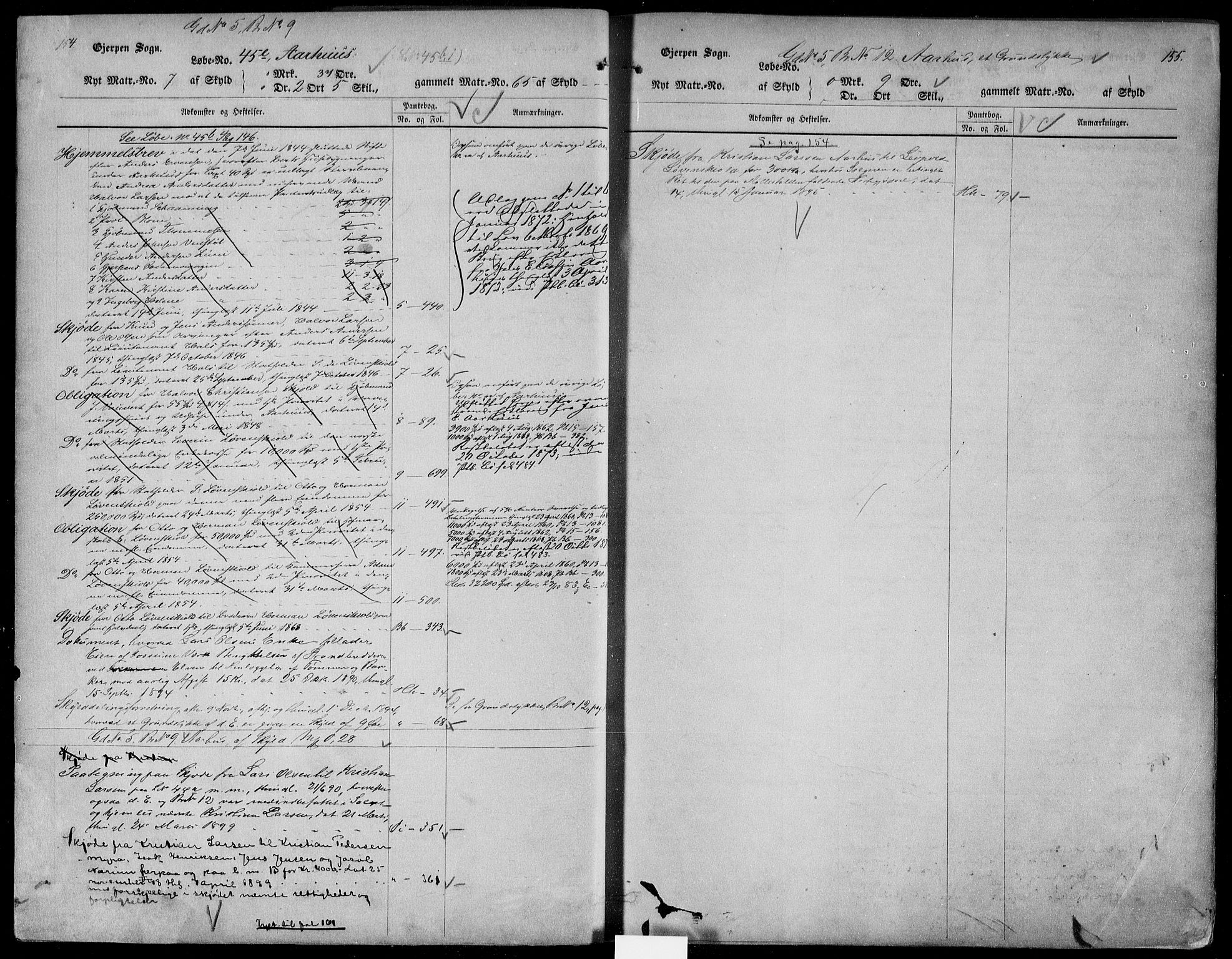 Gjerpen sorenskriveri, AV/SAKO-A-216/G/Gb/Gba/L0003a: Mortgage register no. I 3a, p. 154-155