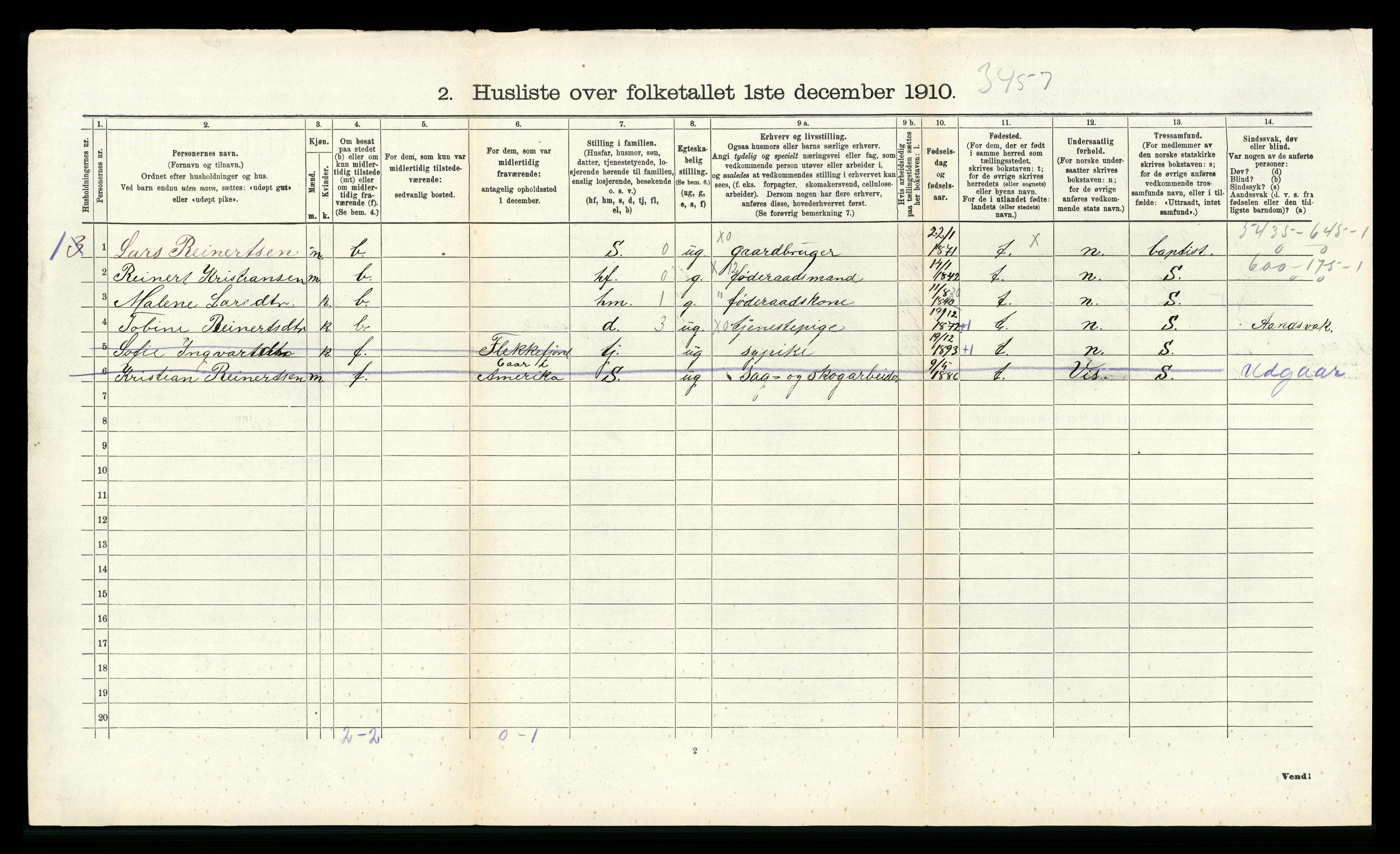 RA, 1910 census for Gyland, 1910, p. 113