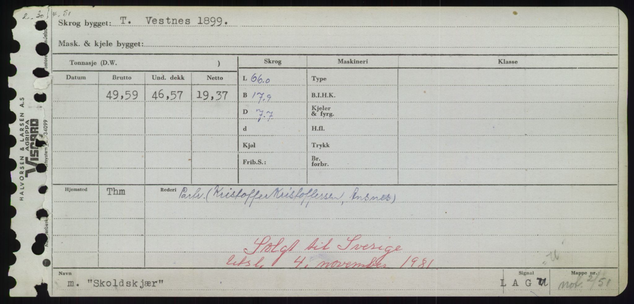 Sjøfartsdirektoratet med forløpere, Skipsmålingen, RA/S-1627/H/Hd/L0034: Fartøy, Sk-Slå, p. 237