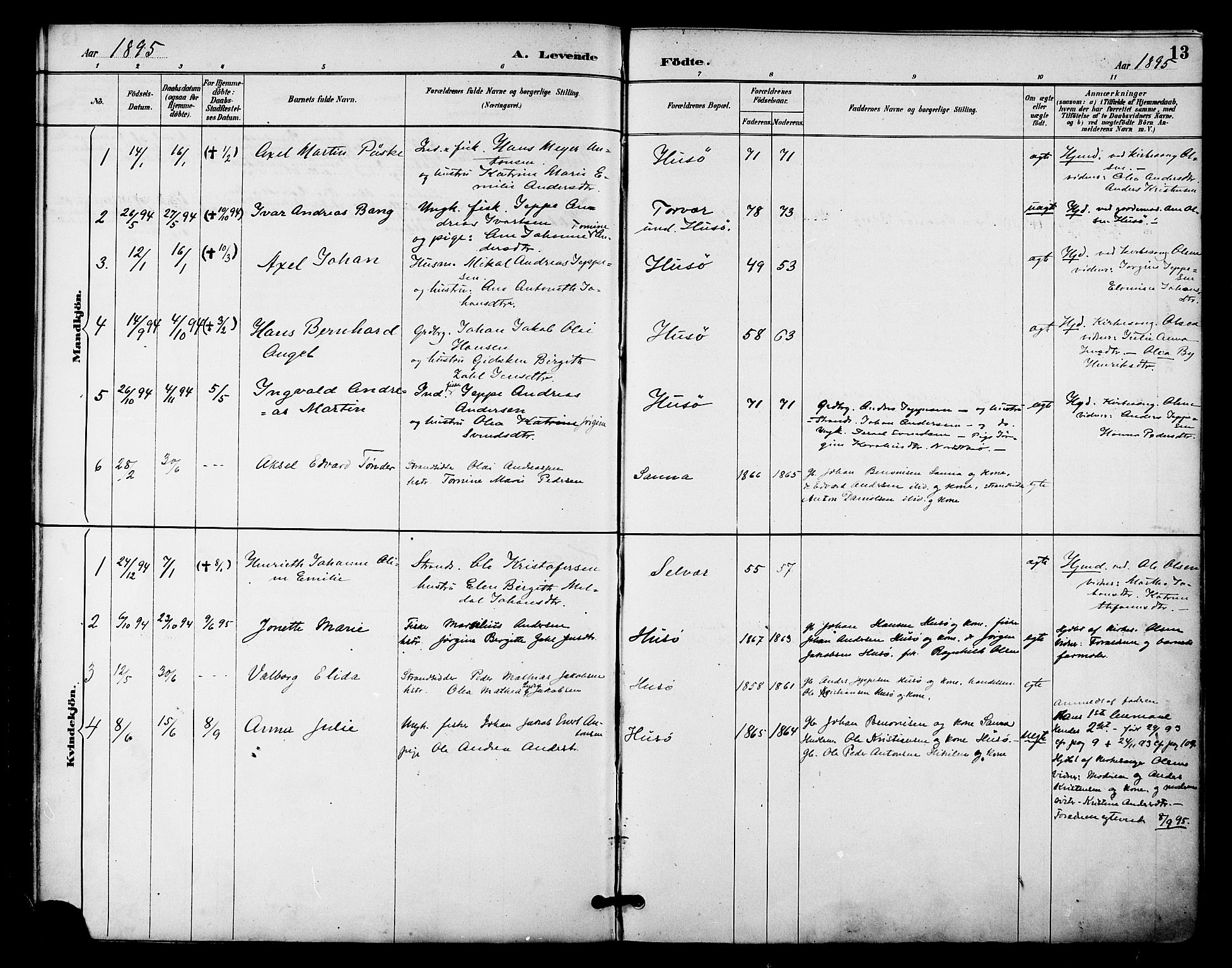 Ministerialprotokoller, klokkerbøker og fødselsregistre - Nordland, SAT/A-1459/840/L0580: Parish register (official) no. 840A02, 1887-1909, p. 13
