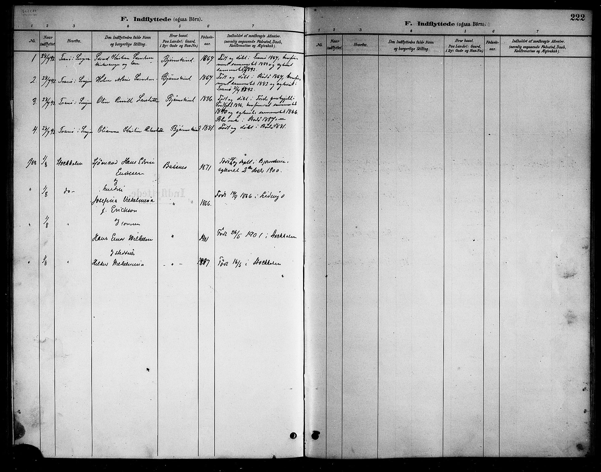 Ministerialprotokoller, klokkerbøker og fødselsregistre - Nordland, SAT/A-1459/898/L1427: Parish register (copy) no. 898C02, 1887-1917, p. 222