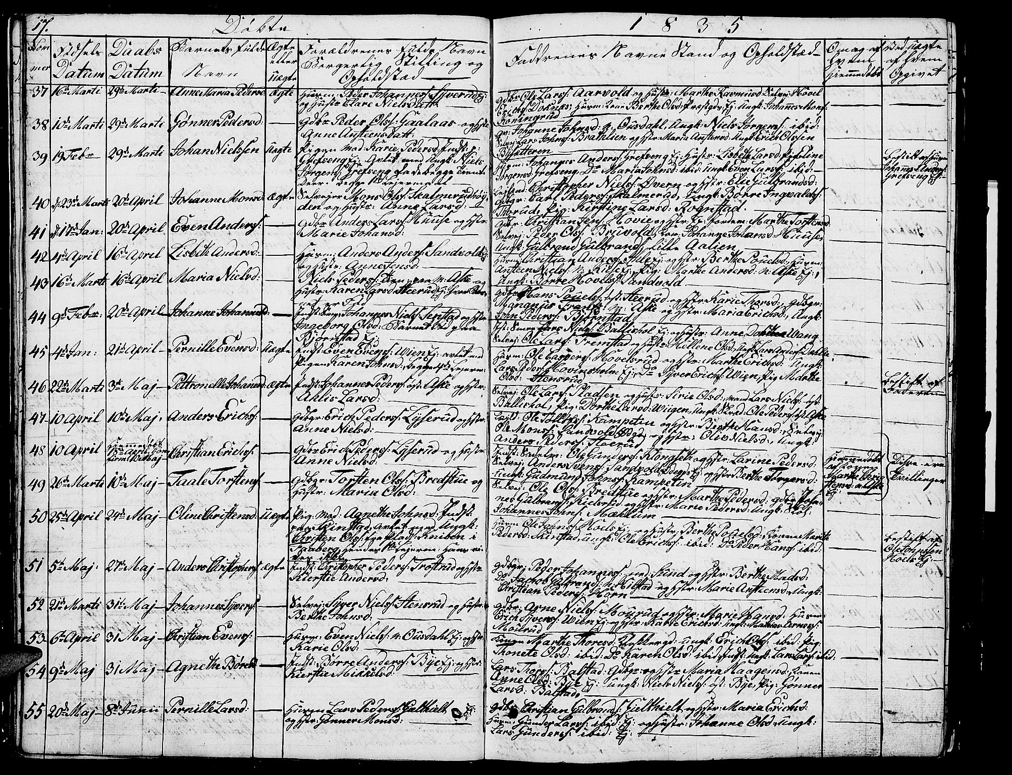 Nes prestekontor, Hedmark, AV/SAH-PREST-020/L/La/L0004: Parish register (copy) no. 4, 1832-1861, p. 17