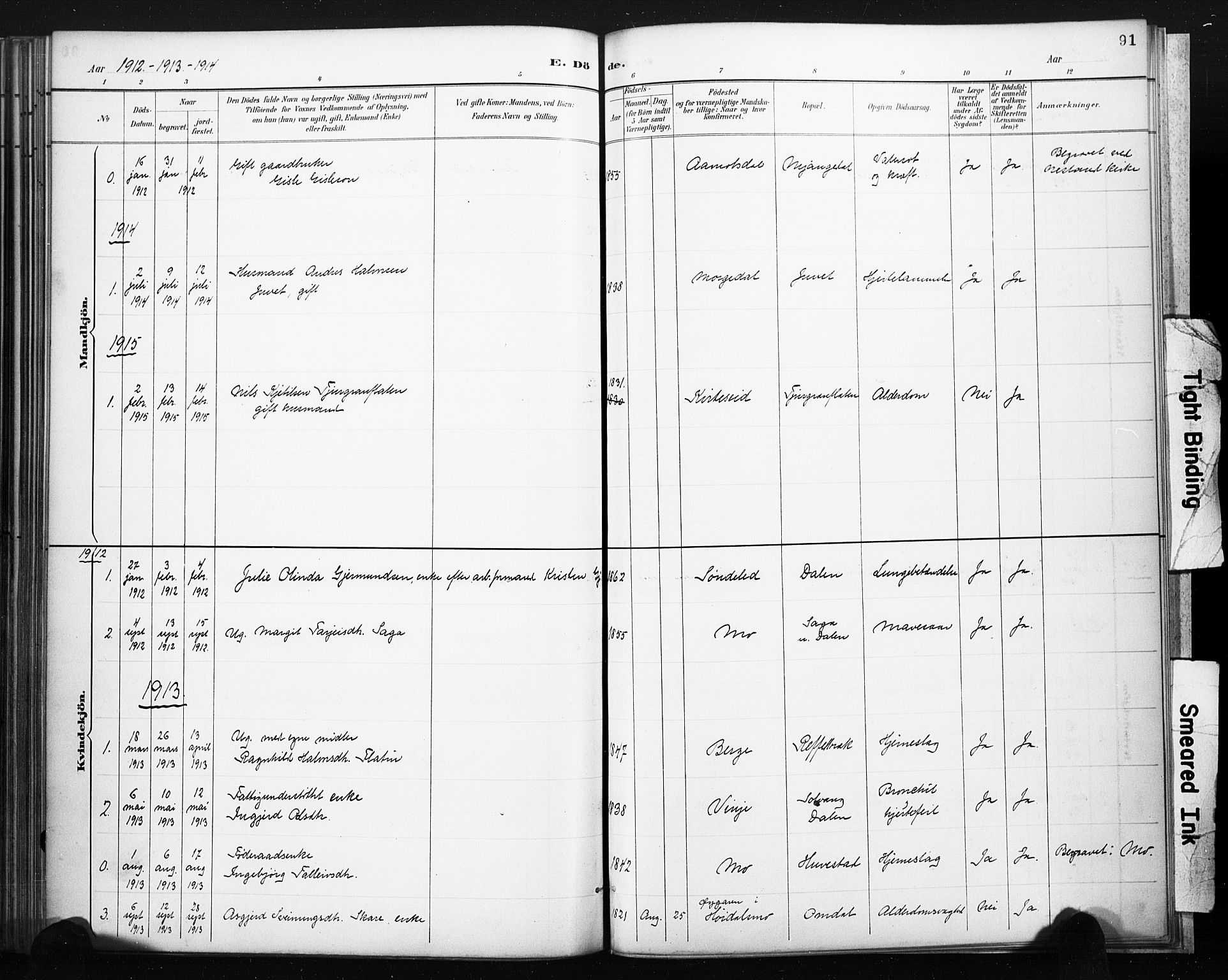 Lårdal kirkebøker, AV/SAKO-A-284/F/Fb/L0002: Parish register (official) no. II 2, 1887-1918, p. 91