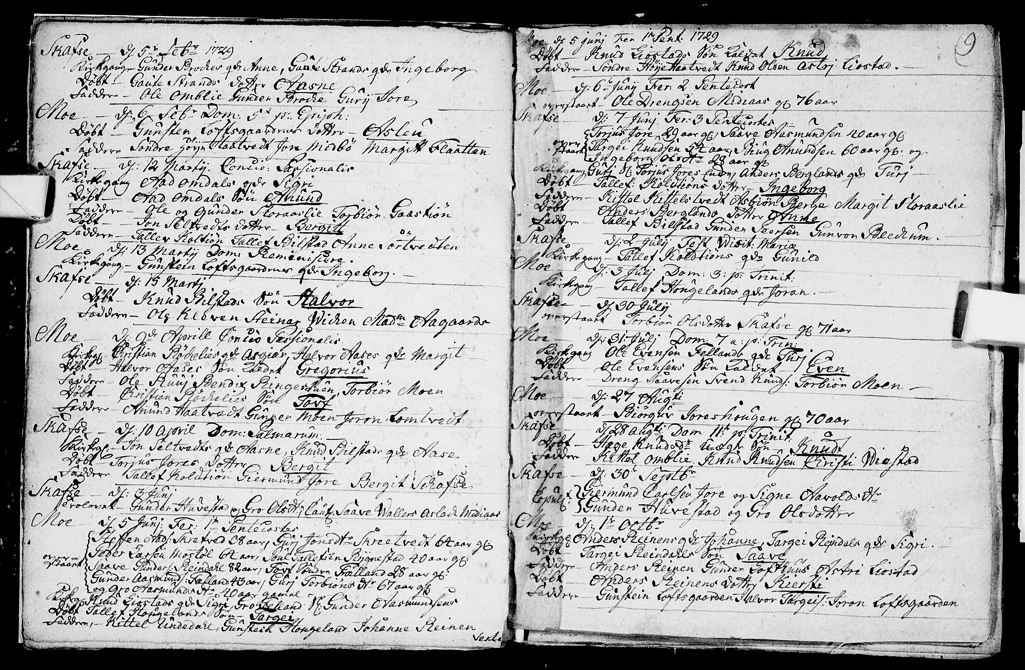 Mo kirkebøker, SAKO/A-286/F/Fa/L0001: Parish register (official) no. I 1, 1724-1748, p. 9