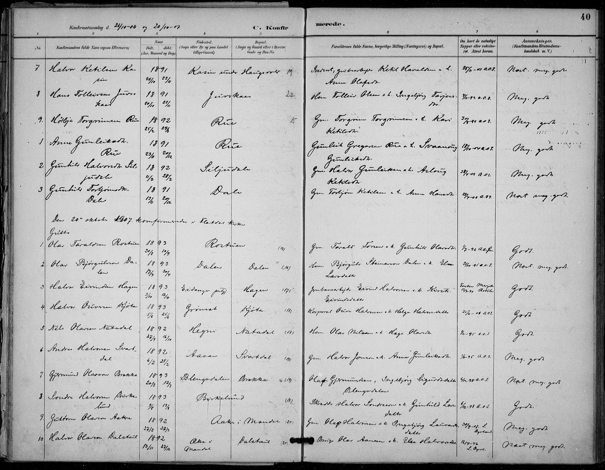 Seljord kirkebøker, SAKO/A-20/F/Fb/L0002: Parish register (official) no. II 2, 1887-1917, p. 40