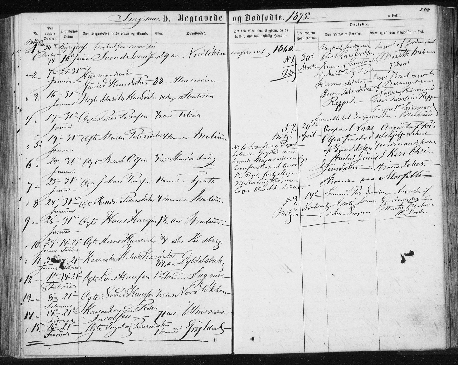 Ministerialprotokoller, klokkerbøker og fødselsregistre - Sør-Trøndelag, SAT/A-1456/685/L0970: Parish register (official) no. 685A08 /2, 1870-1878, p. 240