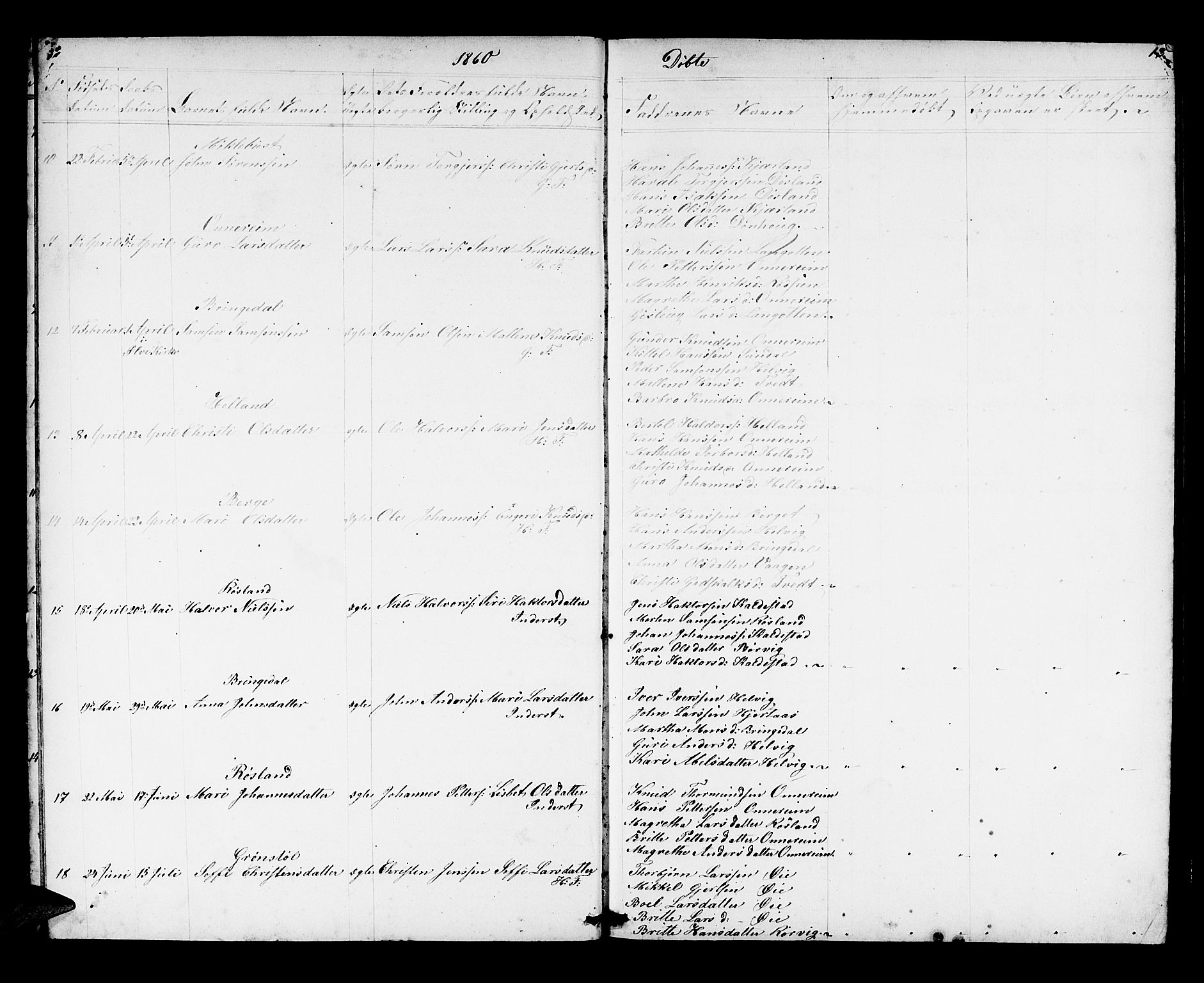 Husnes Sokneprestembete, AV/SAB-A-75901/H/Hab: Parish register (copy) no. A 1, 1856-1880, p. 13