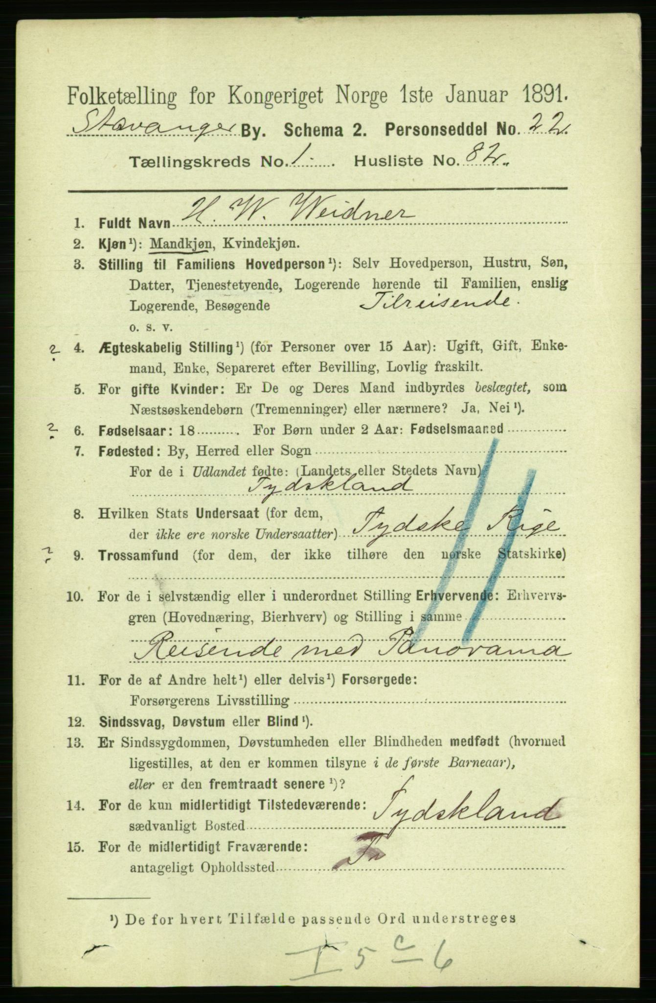 RA, 1891 census for 1103 Stavanger, 1891, p. 5915