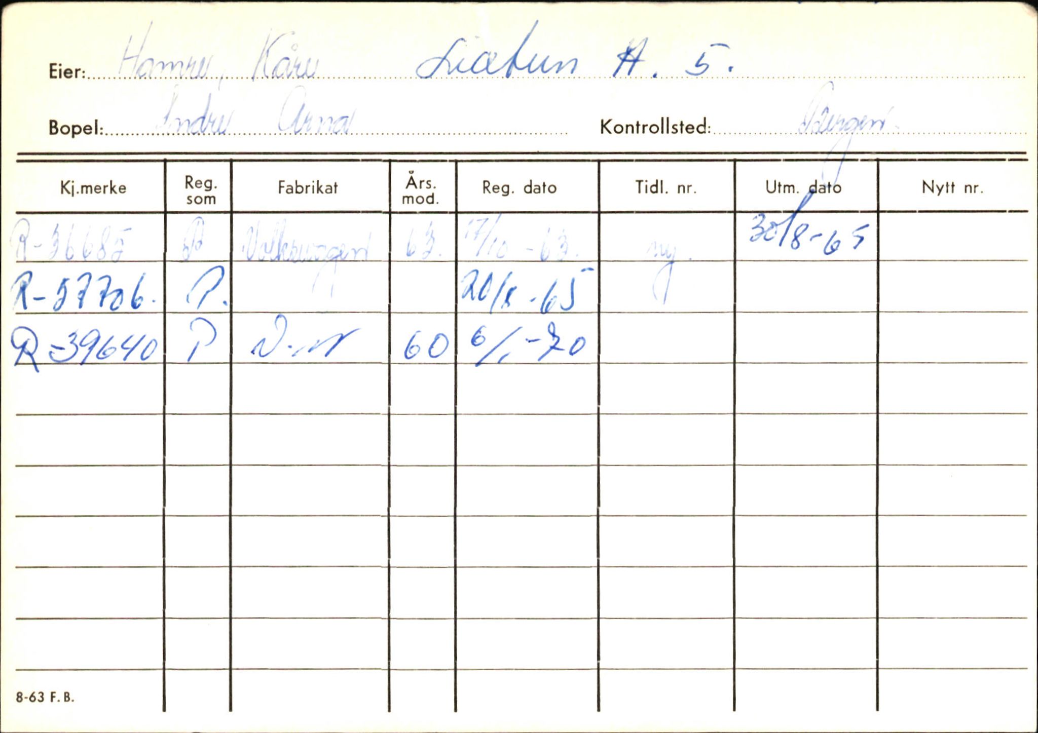 Statens vegvesen, Hordaland vegkontor, SAB/A-5201/2/Ha/L0018: R-eierkort H, 1920-1971, p. 658