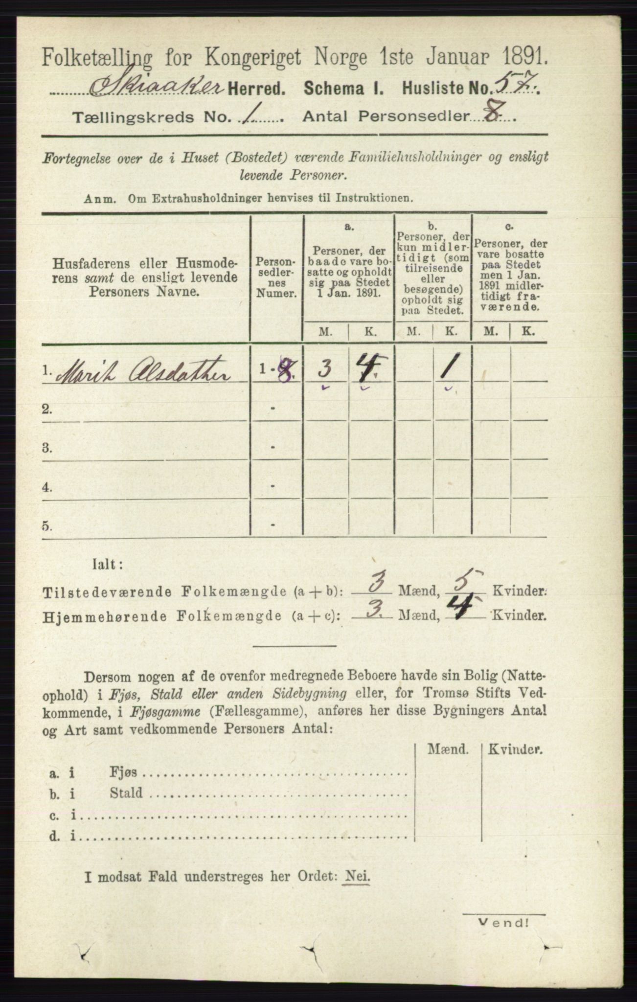 RA, 1891 census for 0513 Skjåk, 1891, p. 80