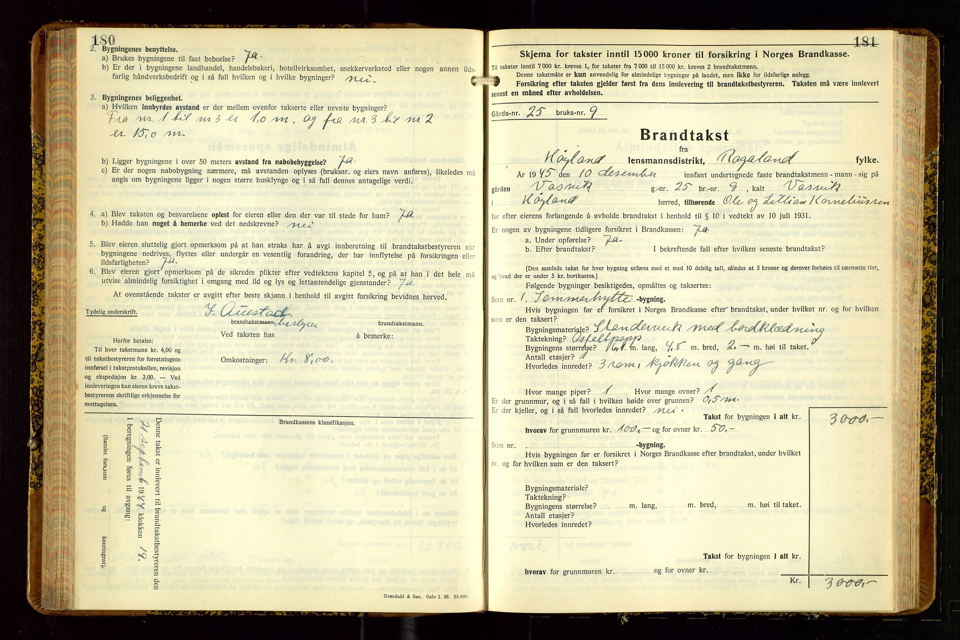 Høyland/Sandnes lensmannskontor, AV/SAST-A-100166/Gob/L0008: "Branntakstprotokoll", 1940-1952, p. 180-181