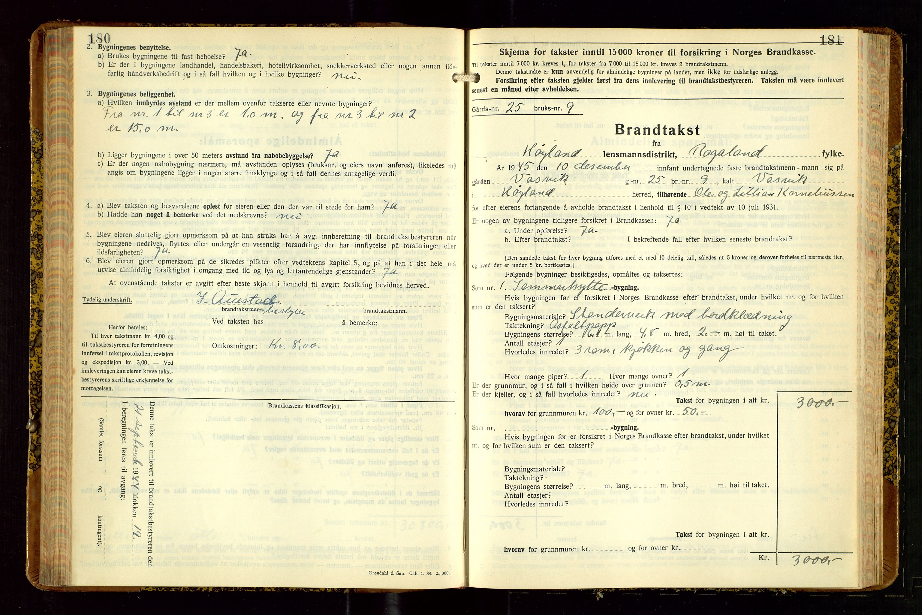 Høyland/Sandnes lensmannskontor, SAST/A-100166/Gob/L0008: "Branntakstprotokoll", 1940-1952, p. 180-181