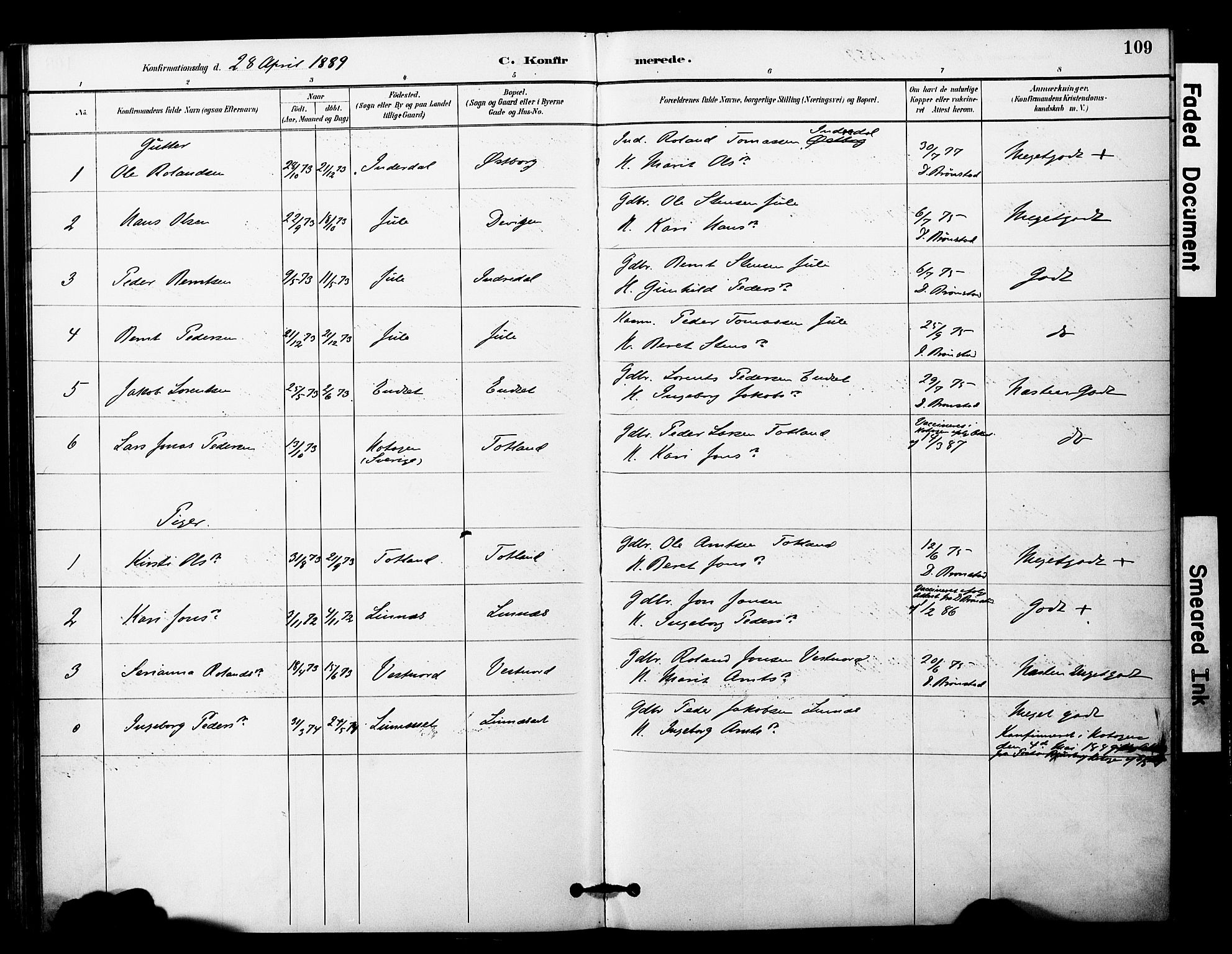 Ministerialprotokoller, klokkerbøker og fødselsregistre - Nord-Trøndelag, SAT/A-1458/757/L0505: Parish register (official) no. 757A01, 1882-1904, p. 109