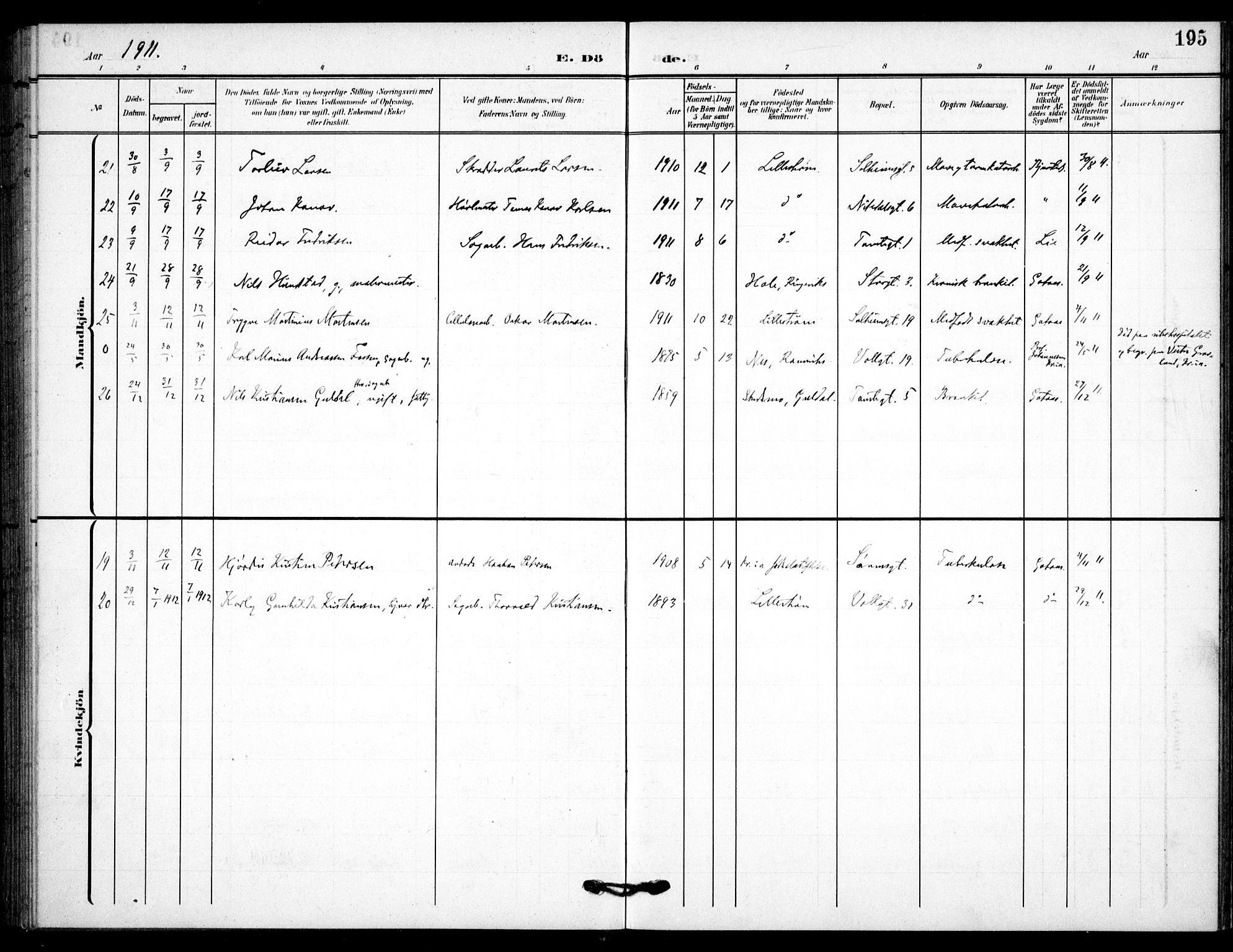 Skedsmo prestekontor Kirkebøker, SAO/A-10033a/F/Fc/L0001: Parish register (official) no. III 1, 1908-1916, p. 195