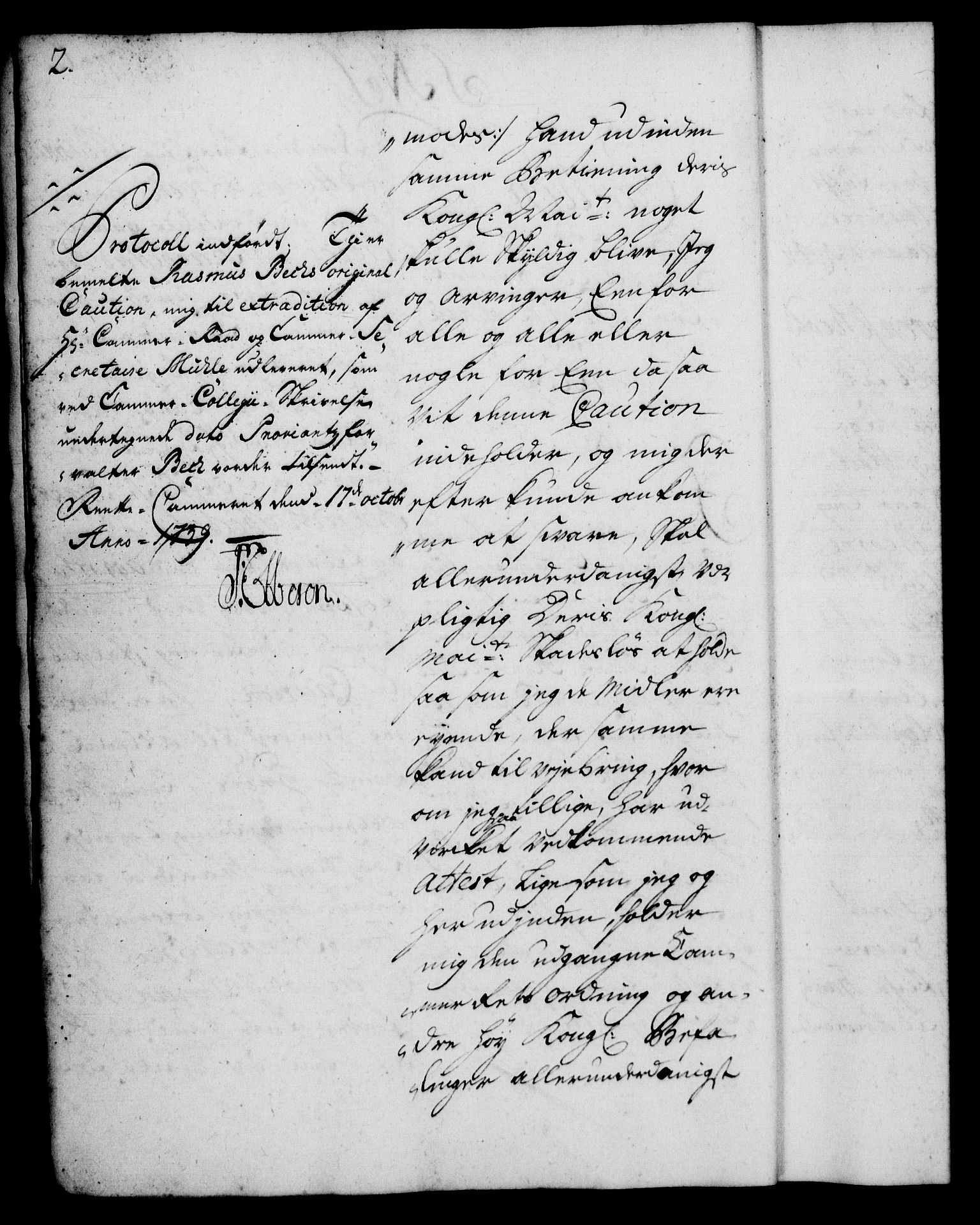 Rentekammeret, Kammerkanselliet, RA/EA-3111/G/Gh/Ghd/L0003: Kausjonsprotokoll med register (merket RK 53.41), 1732-1744, p. 2