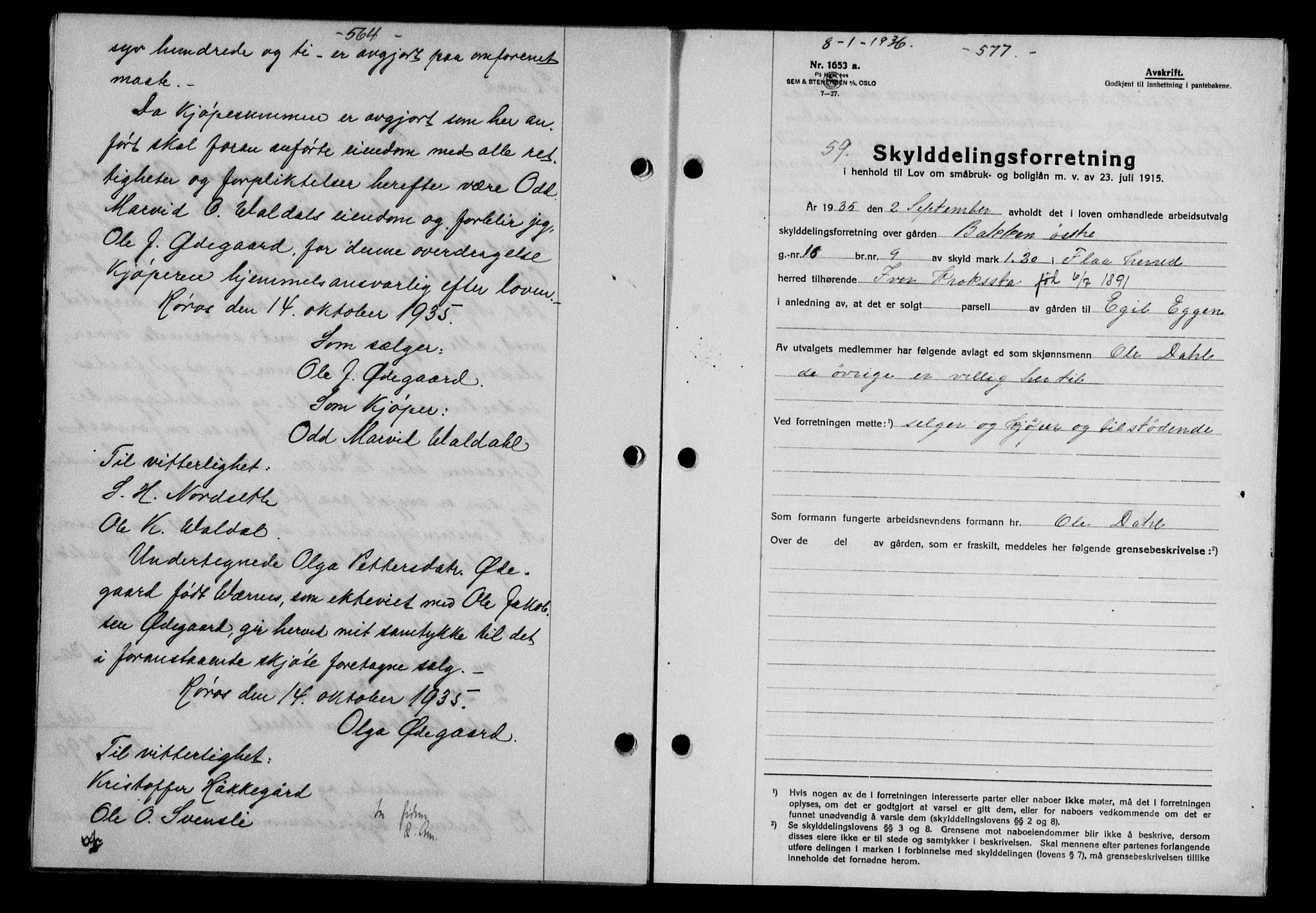 Gauldal sorenskriveri, SAT/A-0014/1/2/2C/L0045: Mortgage book no. 47-49, 1935-1936, Deed date: 08.01.1936