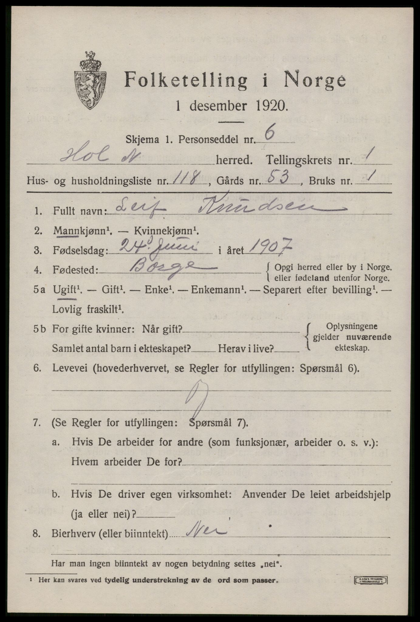 SAT, 1920 census for Hol, 1920, p. 1927