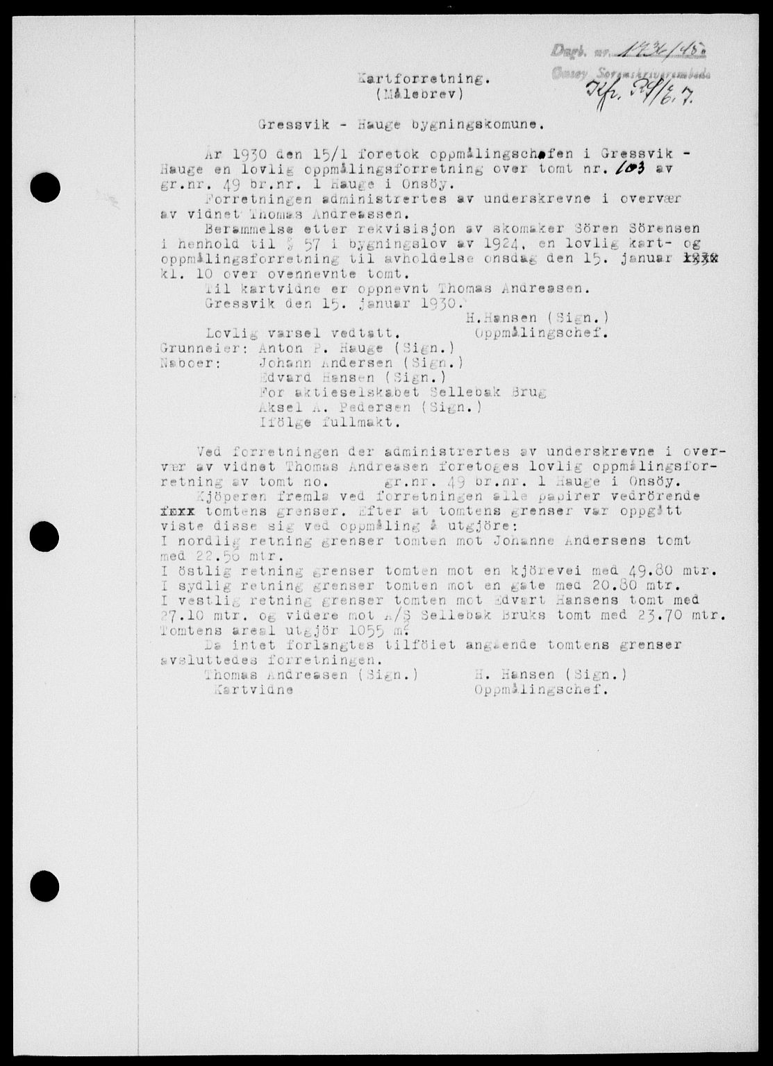 Onsøy sorenskriveri, SAO/A-10474/G/Ga/Gab/L0015: Mortgage book no. II A-15, 1945-1946, Diary no: : 1736/1945