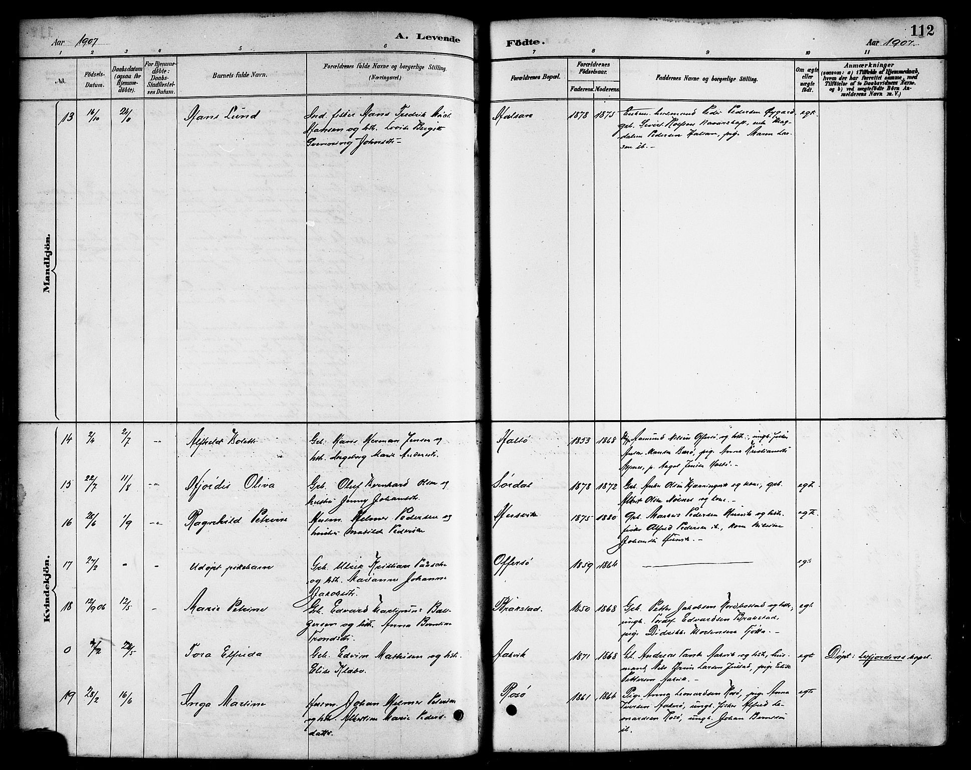 Ministerialprotokoller, klokkerbøker og fødselsregistre - Nordland, AV/SAT-A-1459/817/L0268: Parish register (copy) no. 817C03, 1884-1920, p. 112