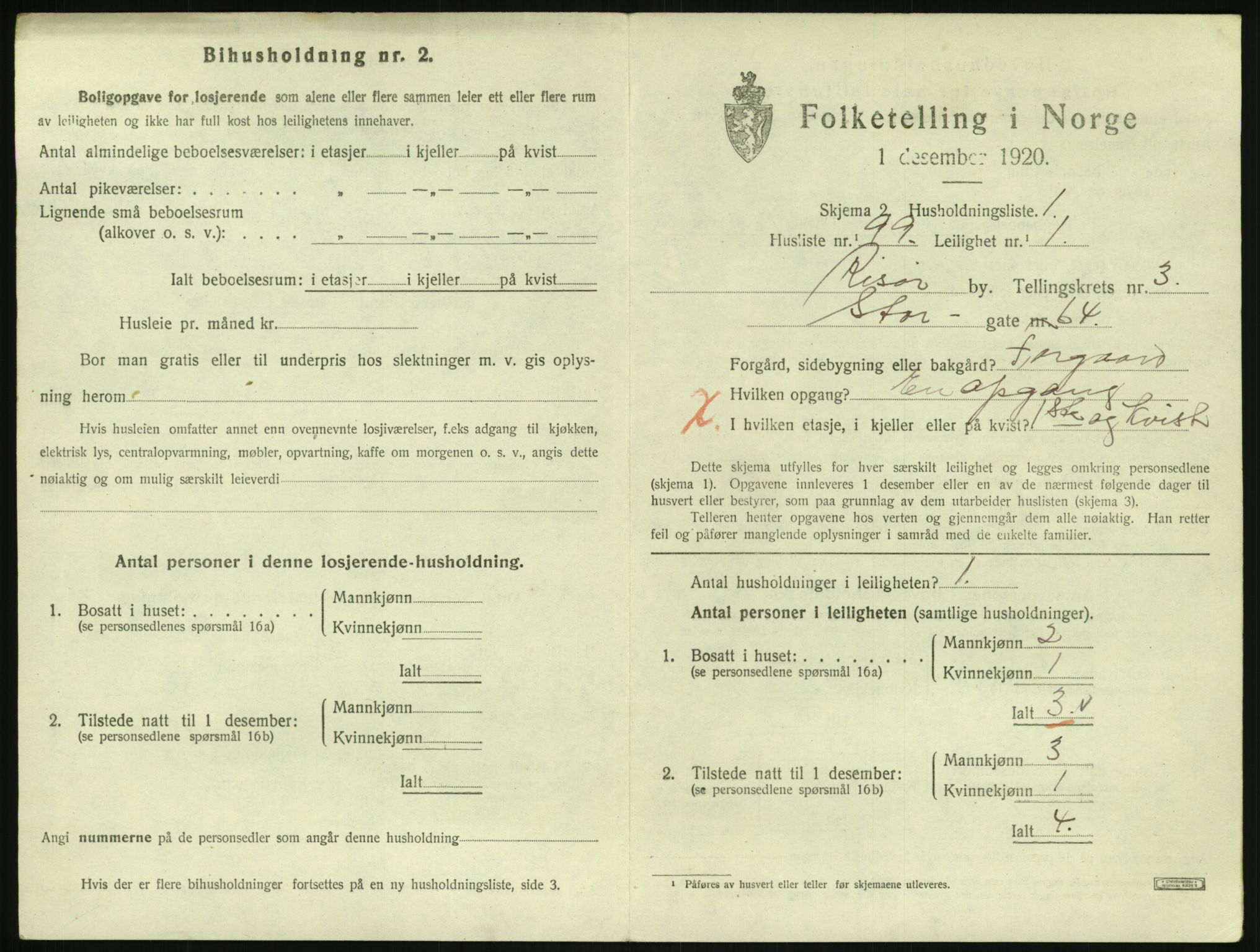 SAK, 1920 census for Risør, 1920, p. 2781