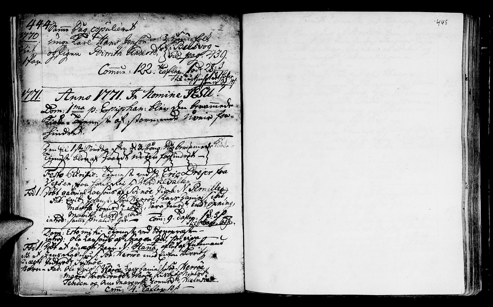 Ministerialprotokoller, klokkerbøker og fødselsregistre - Nordland, AV/SAT-A-1459/817/L0260: Parish register (official) no. 817A02 /2, 1768-1776, p. 444-445