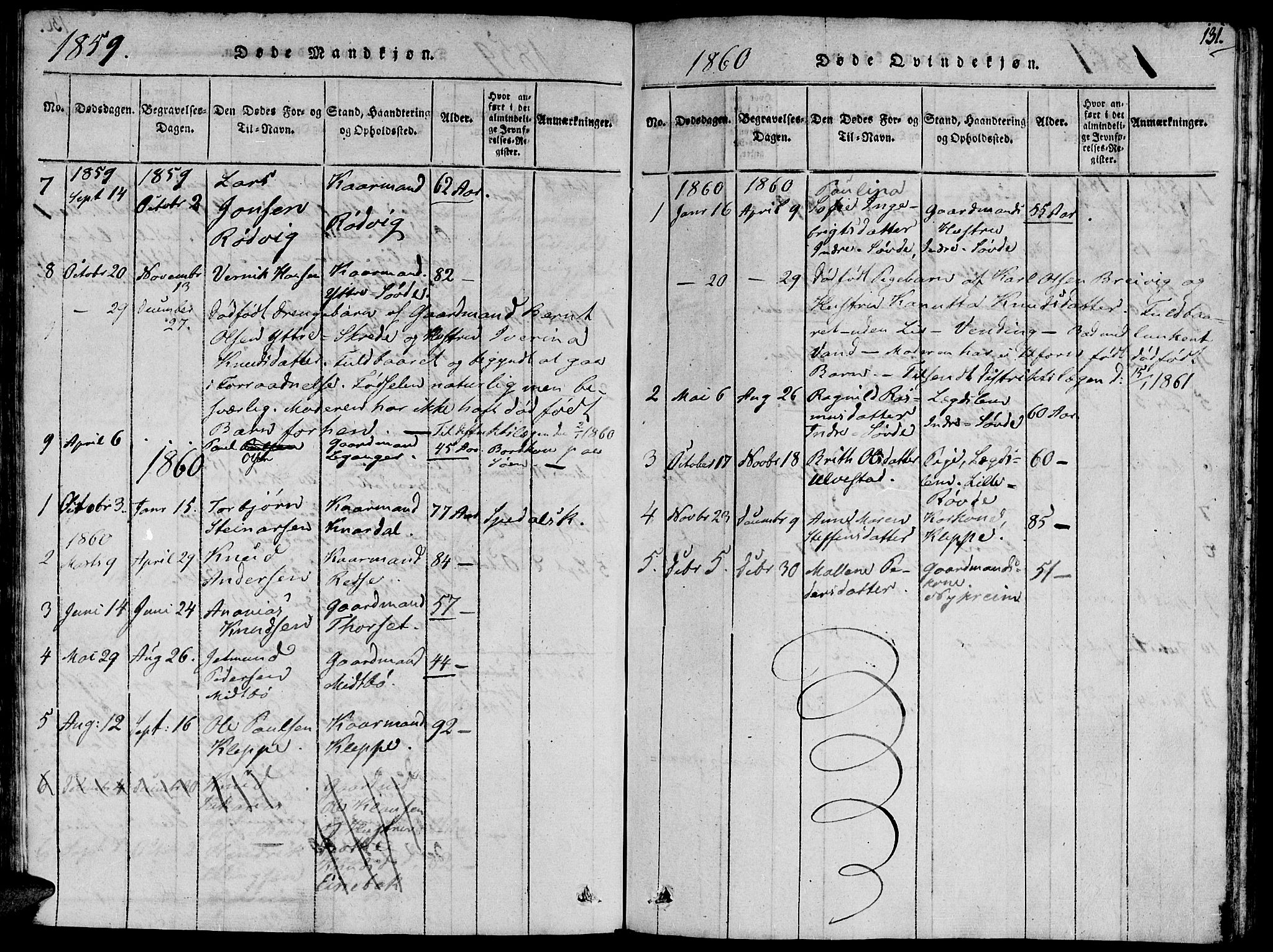 Ministerialprotokoller, klokkerbøker og fødselsregistre - Møre og Romsdal, SAT/A-1454/504/L0054: Parish register (official) no. 504A01, 1816-1861, p. 131