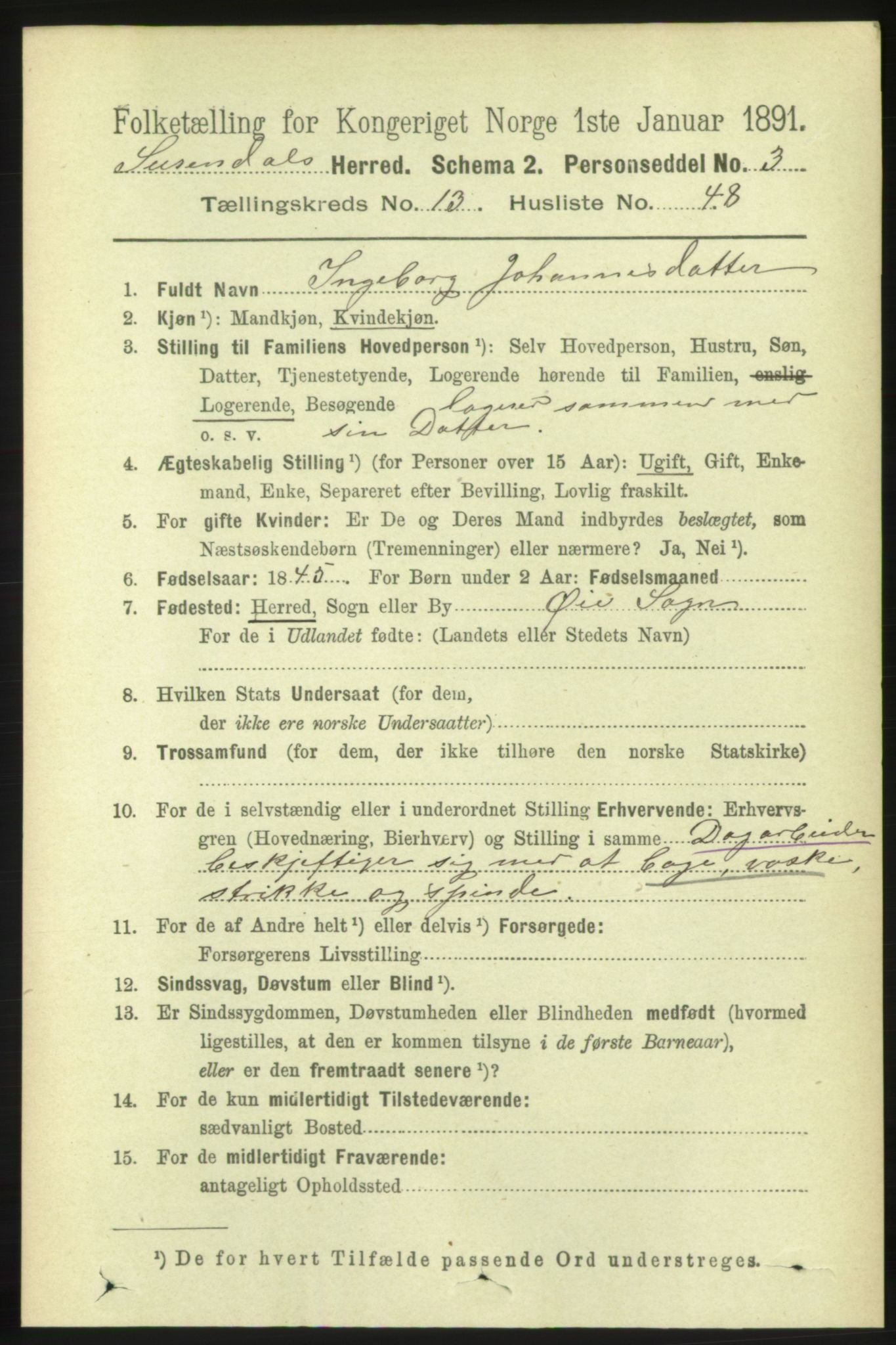 RA, 1891 census for 1566 Surnadal, 1891, p. 3436