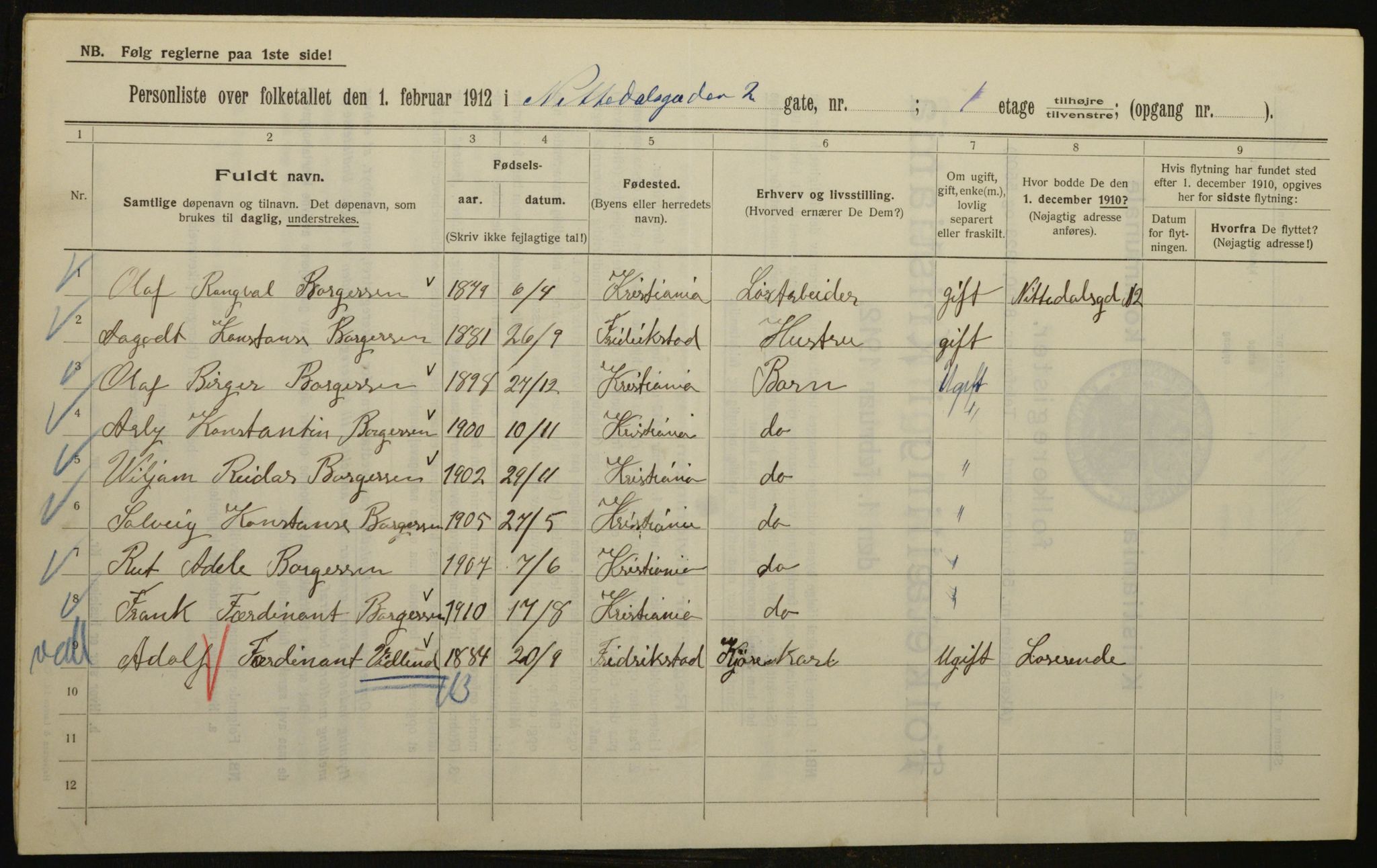 OBA, Municipal Census 1912 for Kristiania, 1912, p. 71803