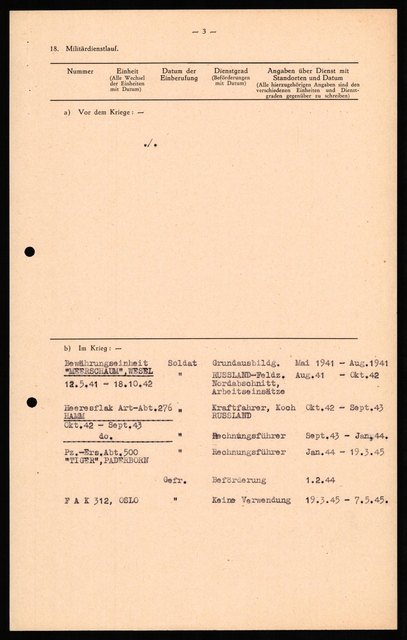 Forsvaret, Forsvarets overkommando II, RA/RAFA-3915/D/Db/L0030: CI Questionaires. Tyske okkupasjonsstyrker i Norge. Tyskere., 1945-1946, p. 328