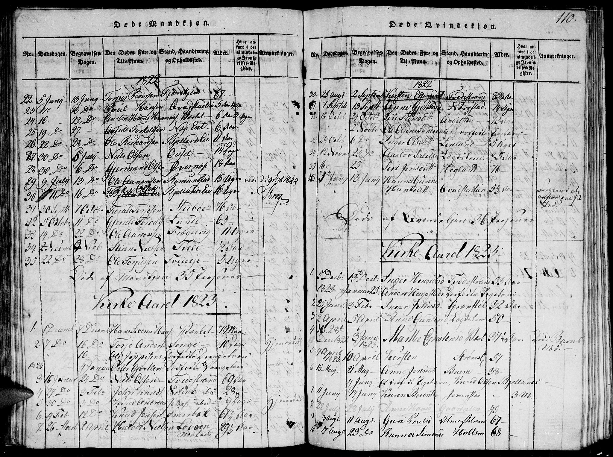 Holt sokneprestkontor, AV/SAK-1111-0021/F/Fb/L0006: Parish register (copy) no. B 6, 1813-1823, p. 110