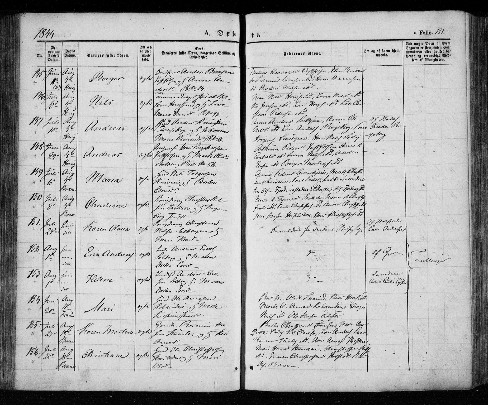 Eiker kirkebøker, AV/SAKO-A-4/F/Fa/L0013a: Parish register (official) no. I 13A, 1832-1845, p. 221