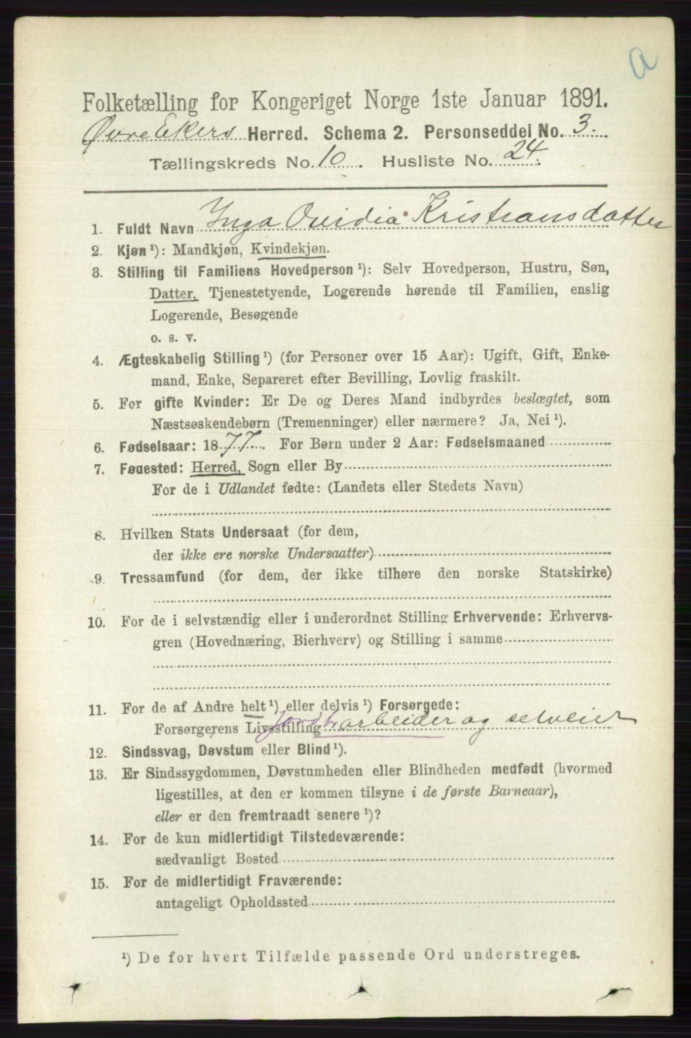 RA, 1891 census for 0624 Øvre Eiker, 1891, p. 4174