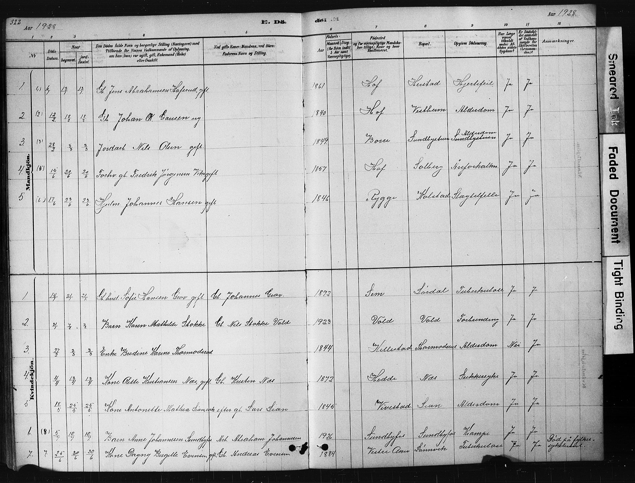 Hof kirkebøker, AV/SAKO-A-64/G/Ga/L0004: Parish register (copy) no. I 4, 1878-1930, p. 322