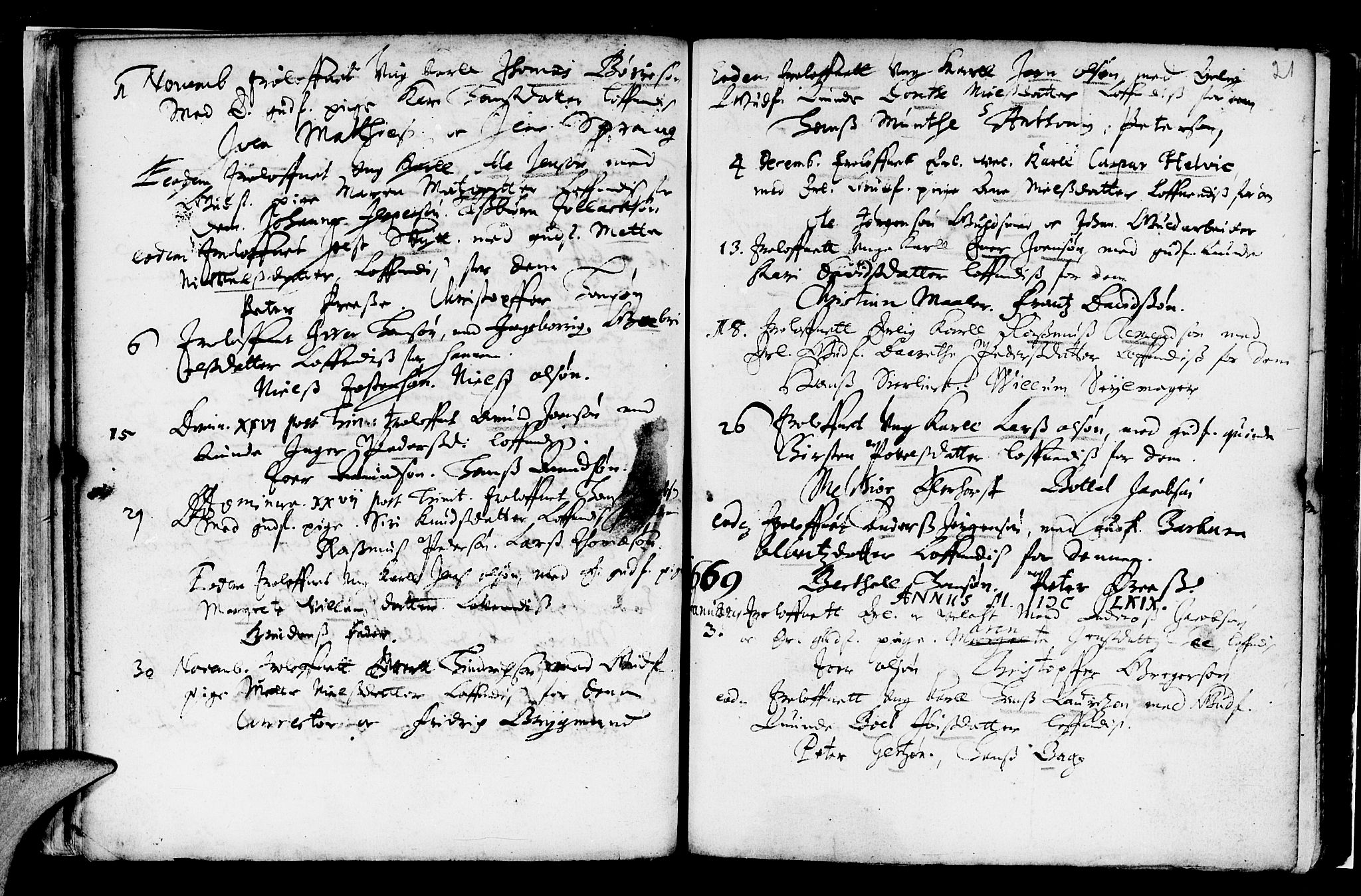 Domkirken sokneprestembete, SAB/A-74801/H/Haa/L0006: Parish register (official) no. A 6, 1663-1683, p. 21