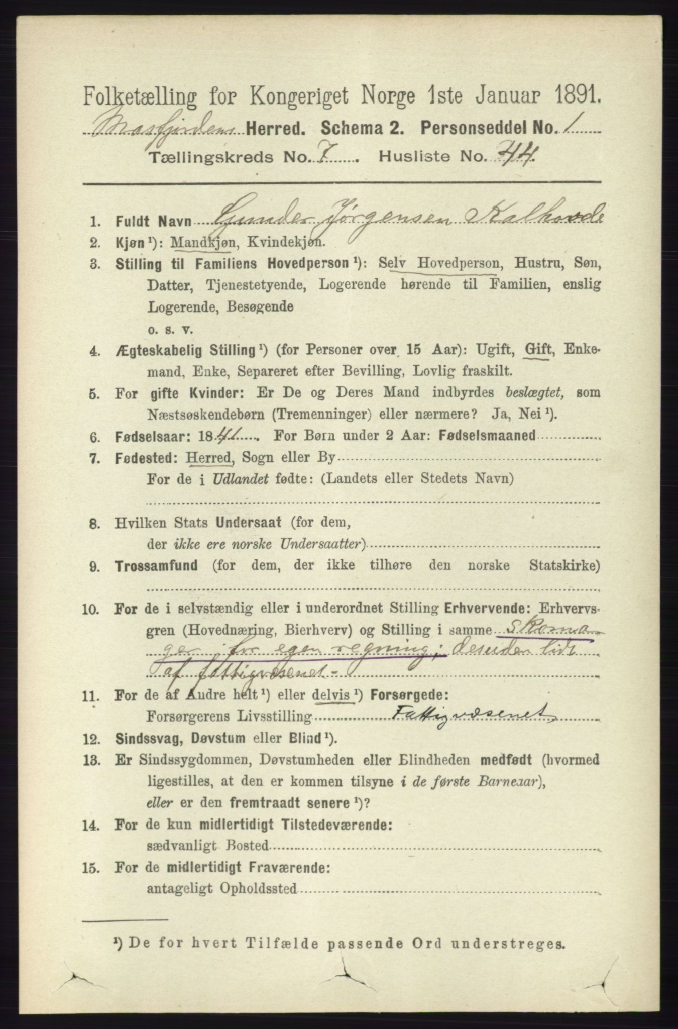 RA, 1891 census for 1266 Masfjorden, 1891, p. 1504