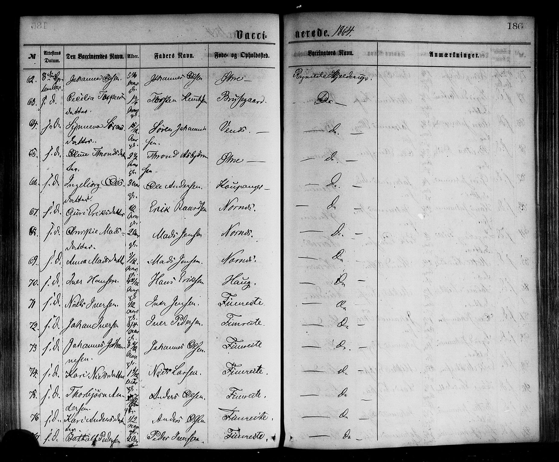 Sogndal sokneprestembete, AV/SAB-A-81301/H/Haa/Haaa/L0014: Parish register (official) no. A 14, 1864-1877, p. 186