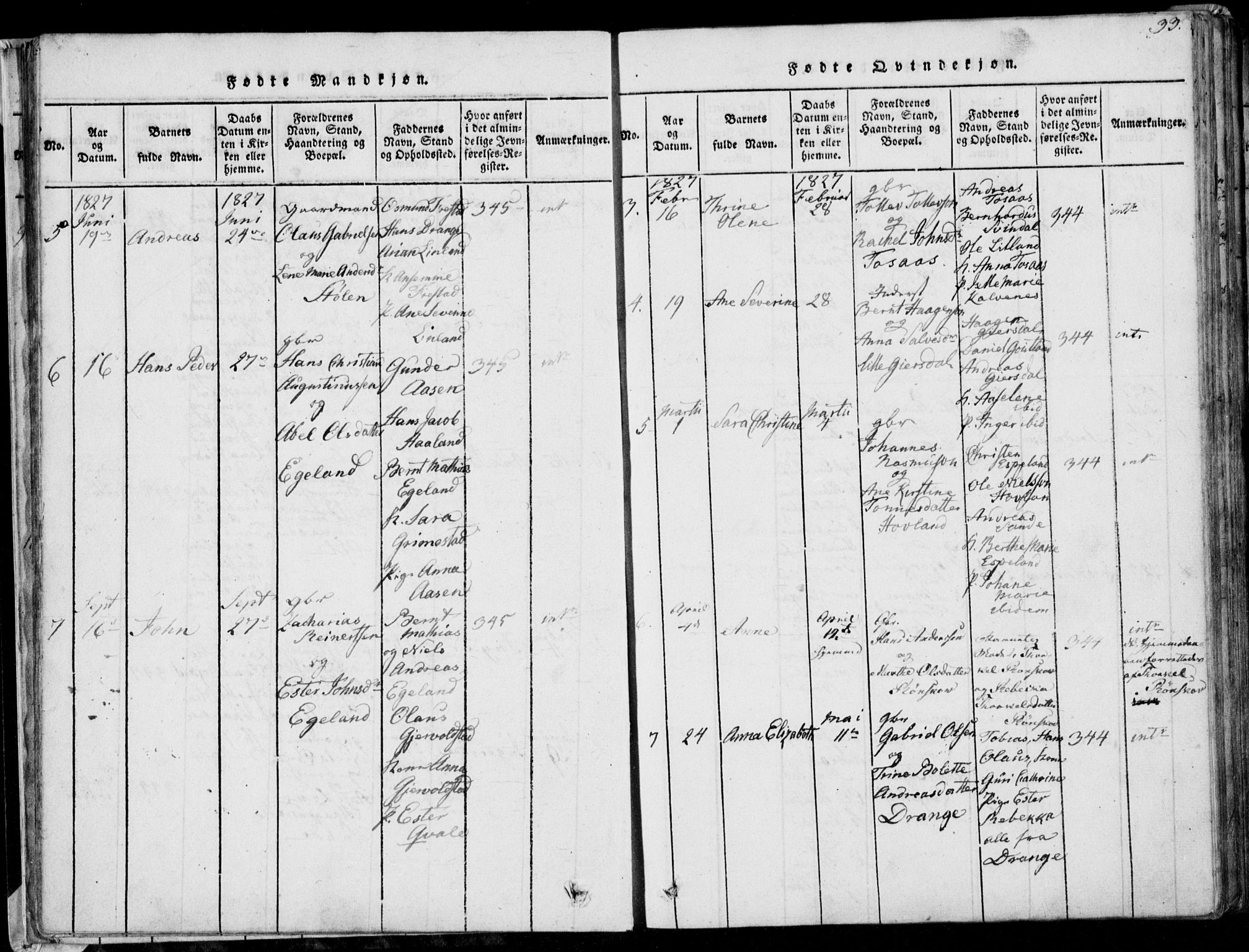 Herad sokneprestkontor, AV/SAK-1111-0018/F/Fa/Faa/L0003: Parish register (official) no. A 3, 1816-1844, p. 33