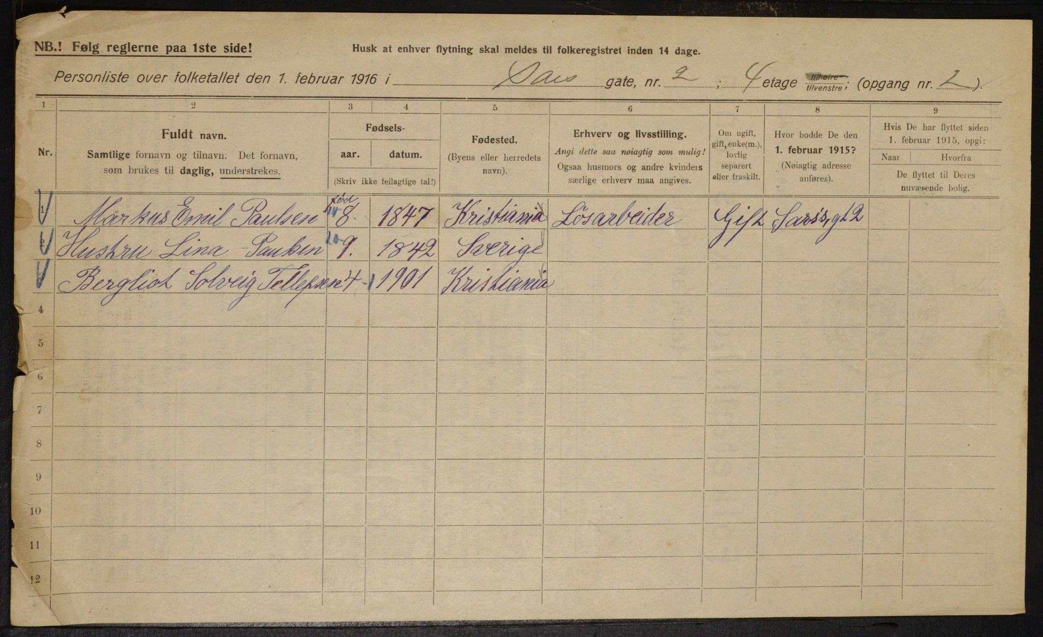 OBA, Municipal Census 1916 for Kristiania, 1916, p. 91480