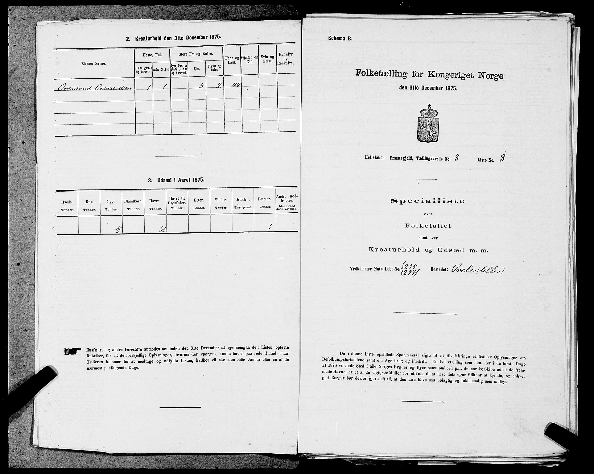 SAST, 1875 census for 1115P Helleland, 1875, p. 777