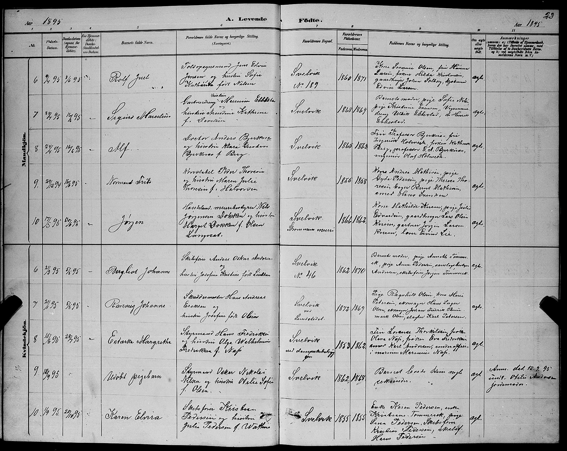 Strømm kirkebøker, AV/SAKO-A-322/G/Gb/L0001: Parish register (copy) no. II 1, 1889-1896, p. 23