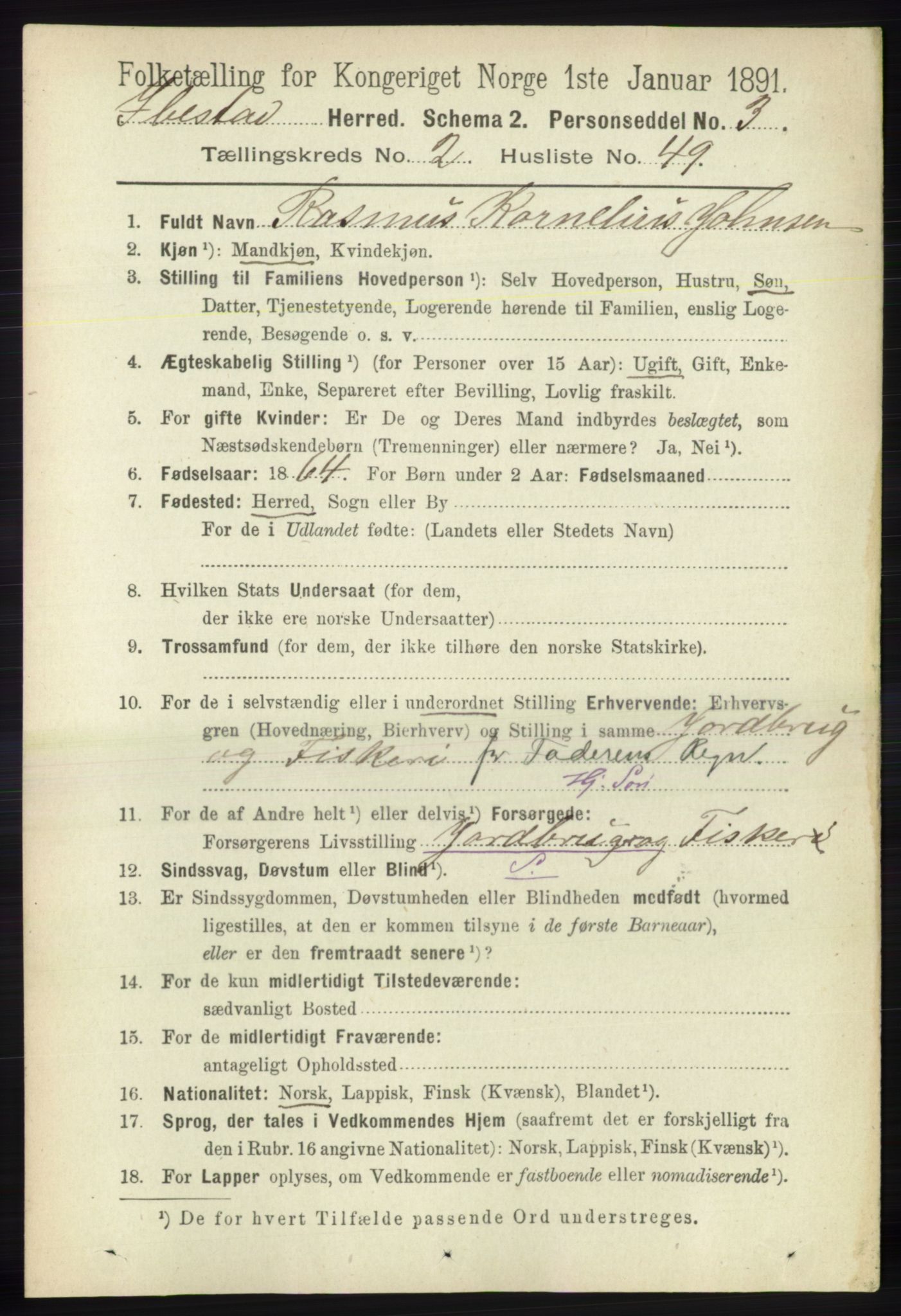 RA, 1891 census for 1917 Ibestad, 1891, p. 1222