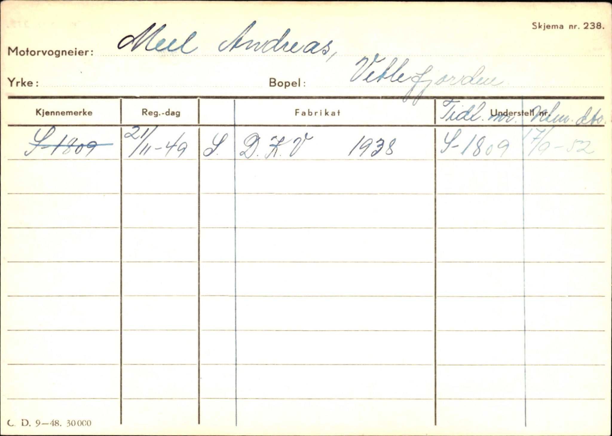 Statens vegvesen, Sogn og Fjordane vegkontor, SAB/A-5301/4/F/L0132: Eigarregister Askvoll A-Å. Balestrand A-Å, 1945-1975, p. 2021